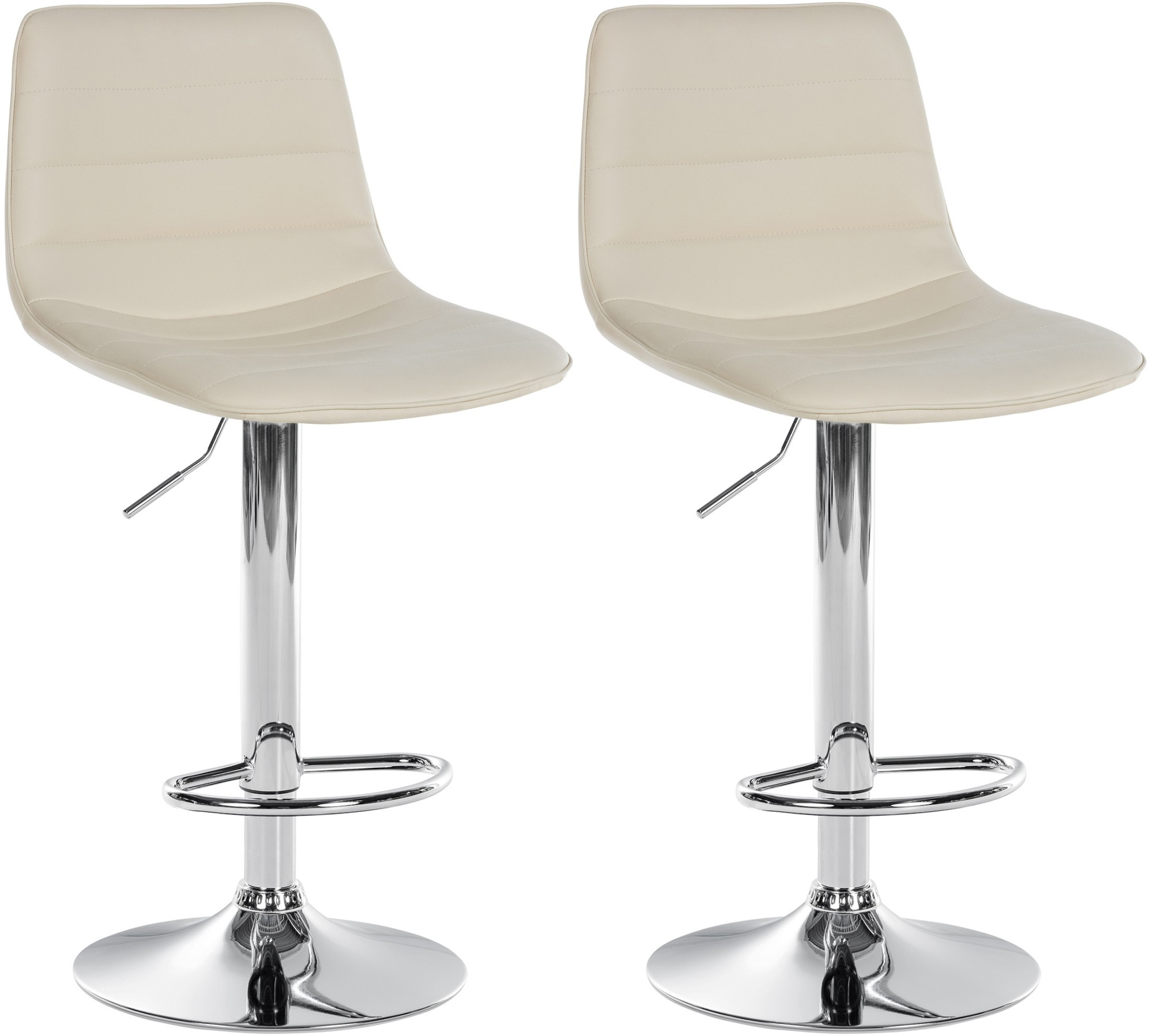 2er Set Barhocker Lex Kunstleder Metall in Chromoptik creme