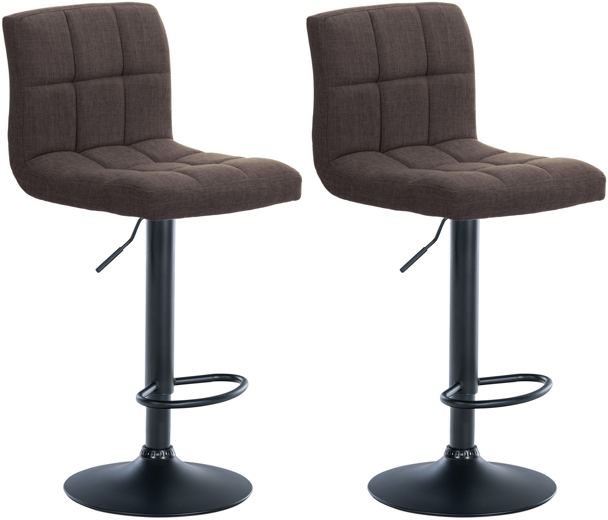 2er Set Barhocker Calma Stoff Metall matt schwarz braun