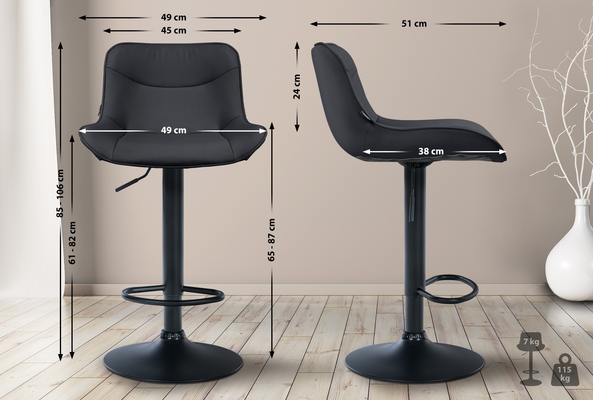 2er Set Barhocker Vonore Kunstleder