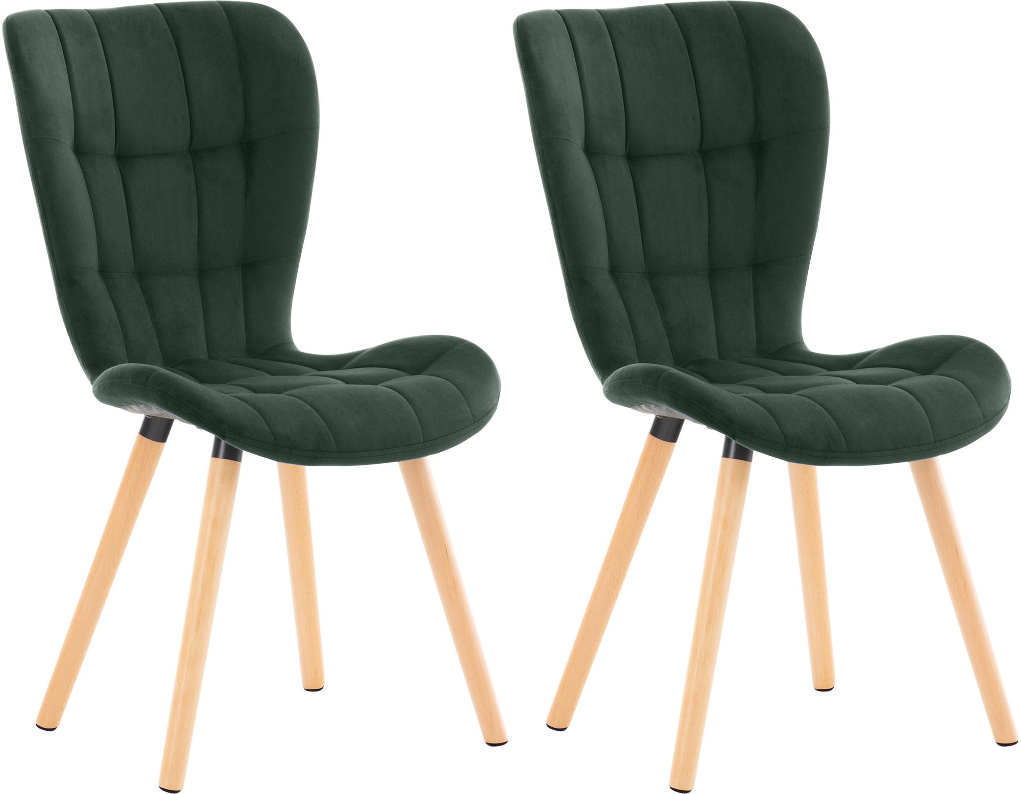 2er Set Esszimmerstuhl Elda grün Samt