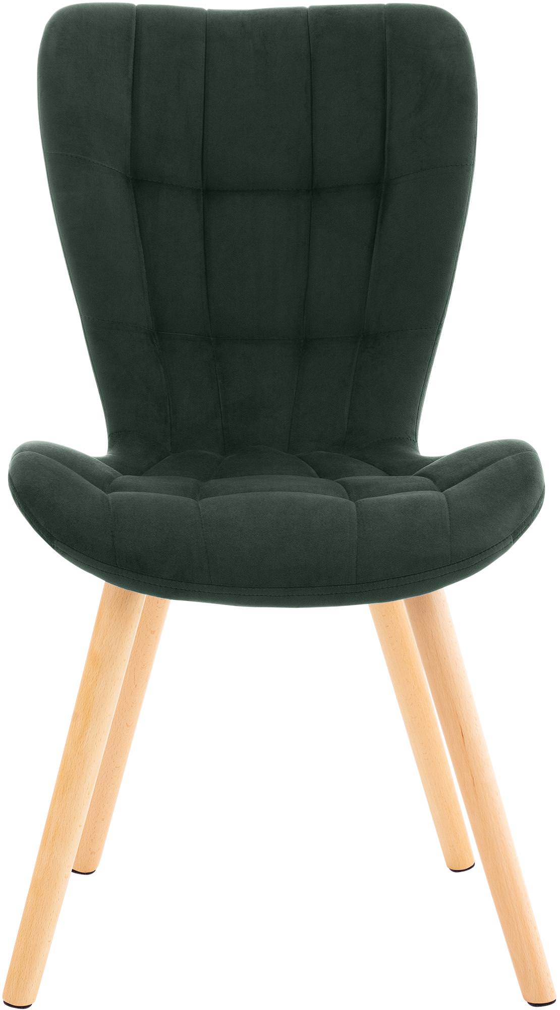 2er Set Esszimmerstuhl Elda grün Samt