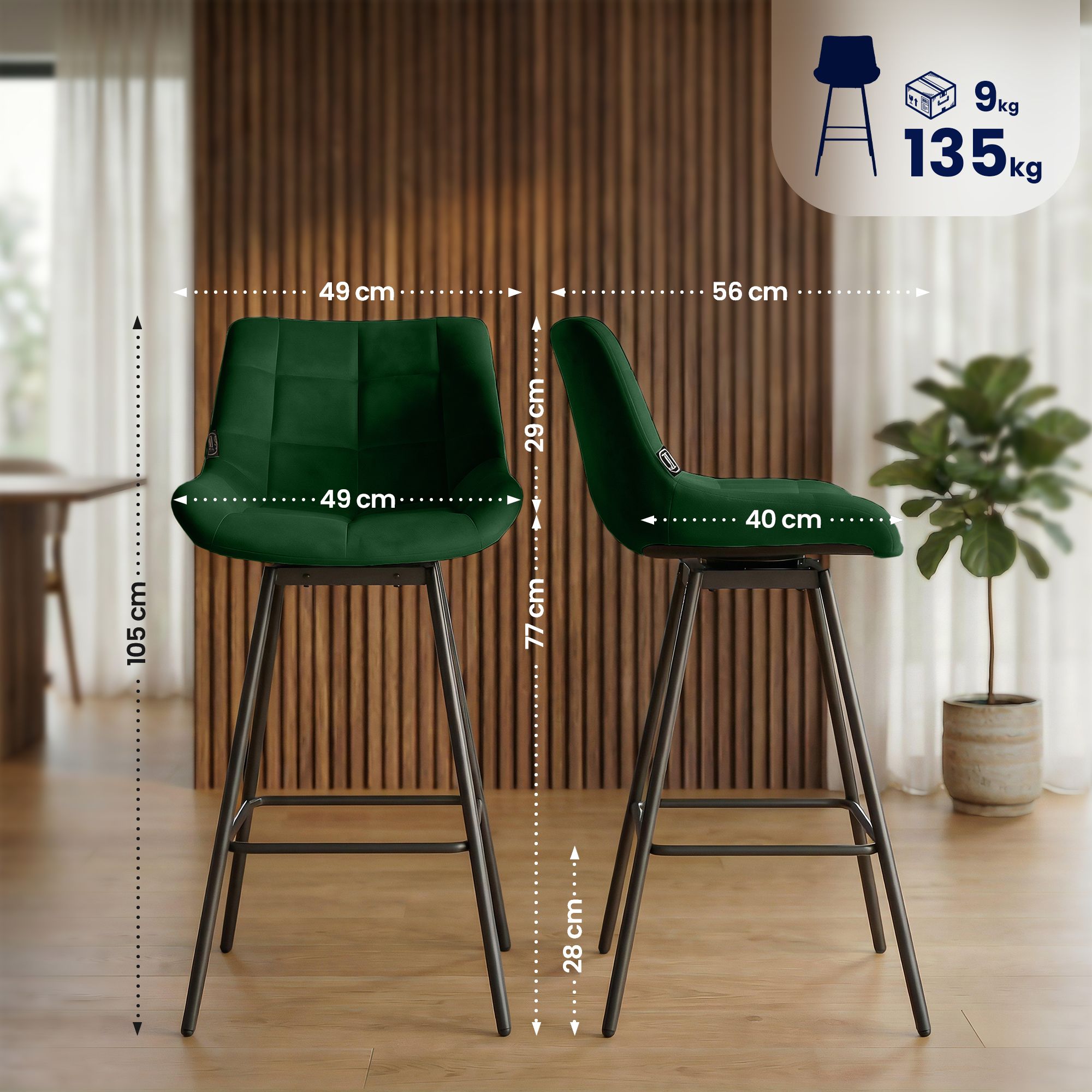 4er Set Barhocker Weston schwenkbar