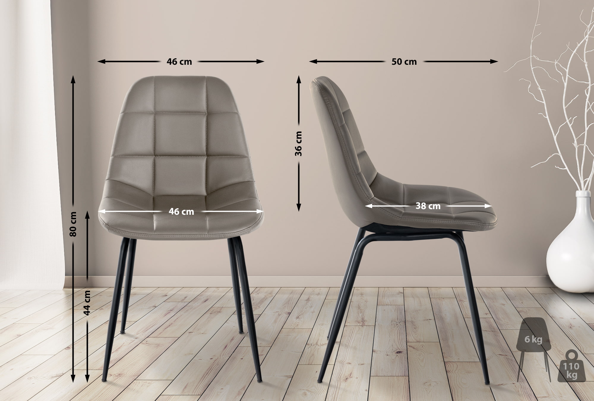 Stuhl Tom taupe Kunstleder