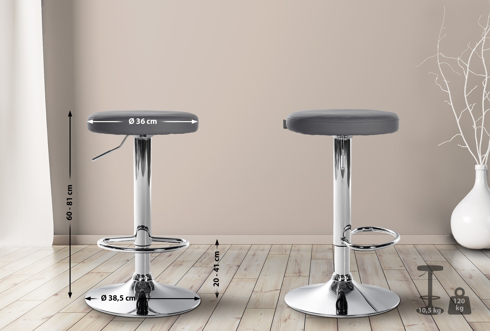 2er Set Barhocker Ponte Kunstleder