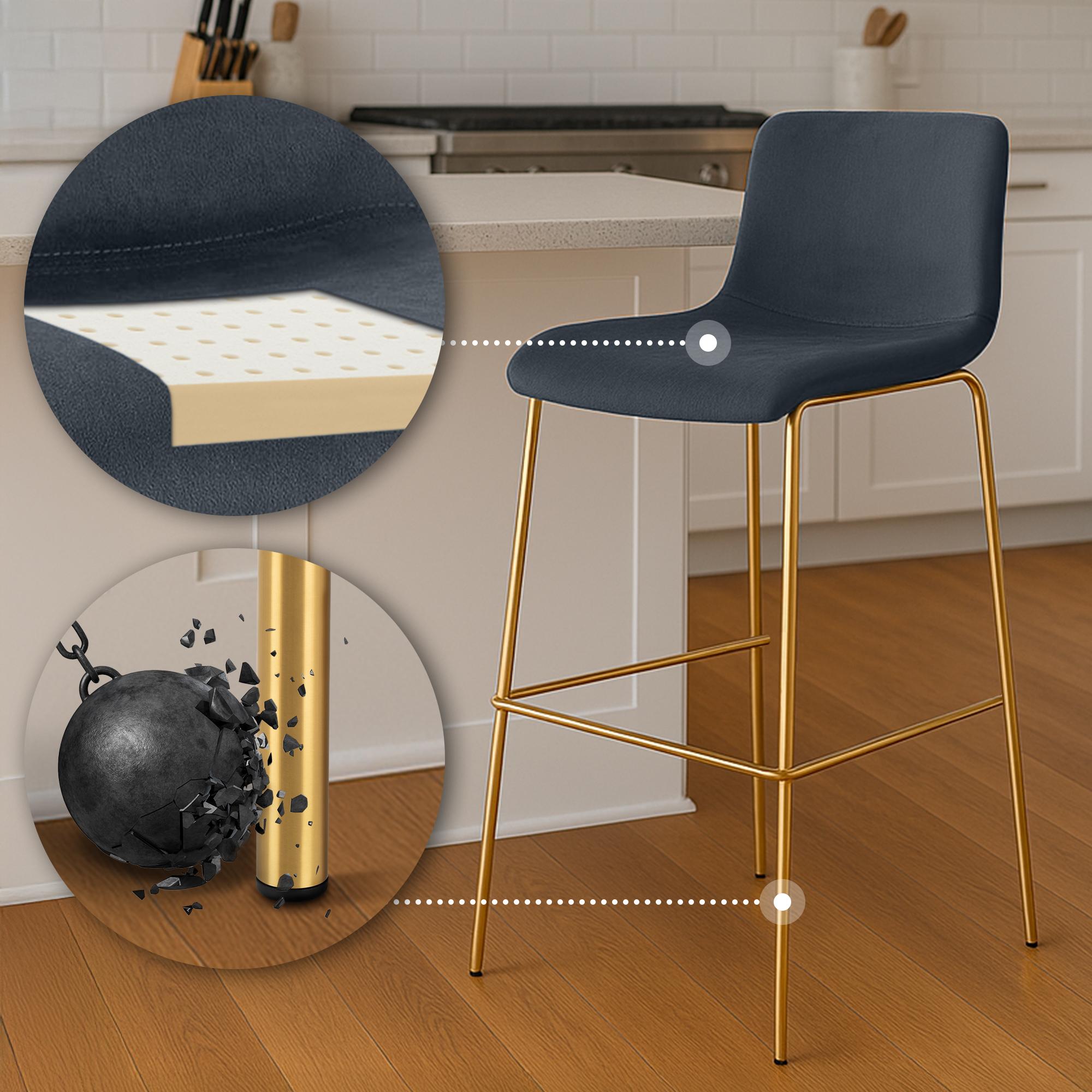 Barhocker Hoover Samt Vierfußgestell Gold