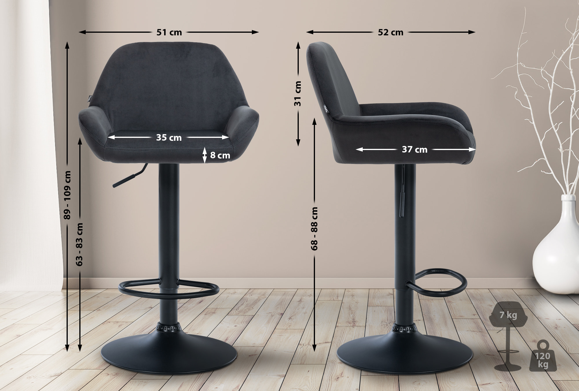 Barhocker Braga Samt