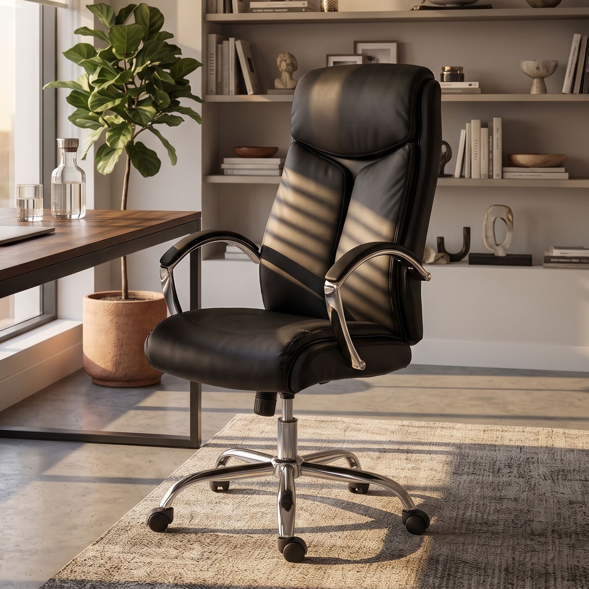 Bürostuhl Arlen Lederoptik schwarz