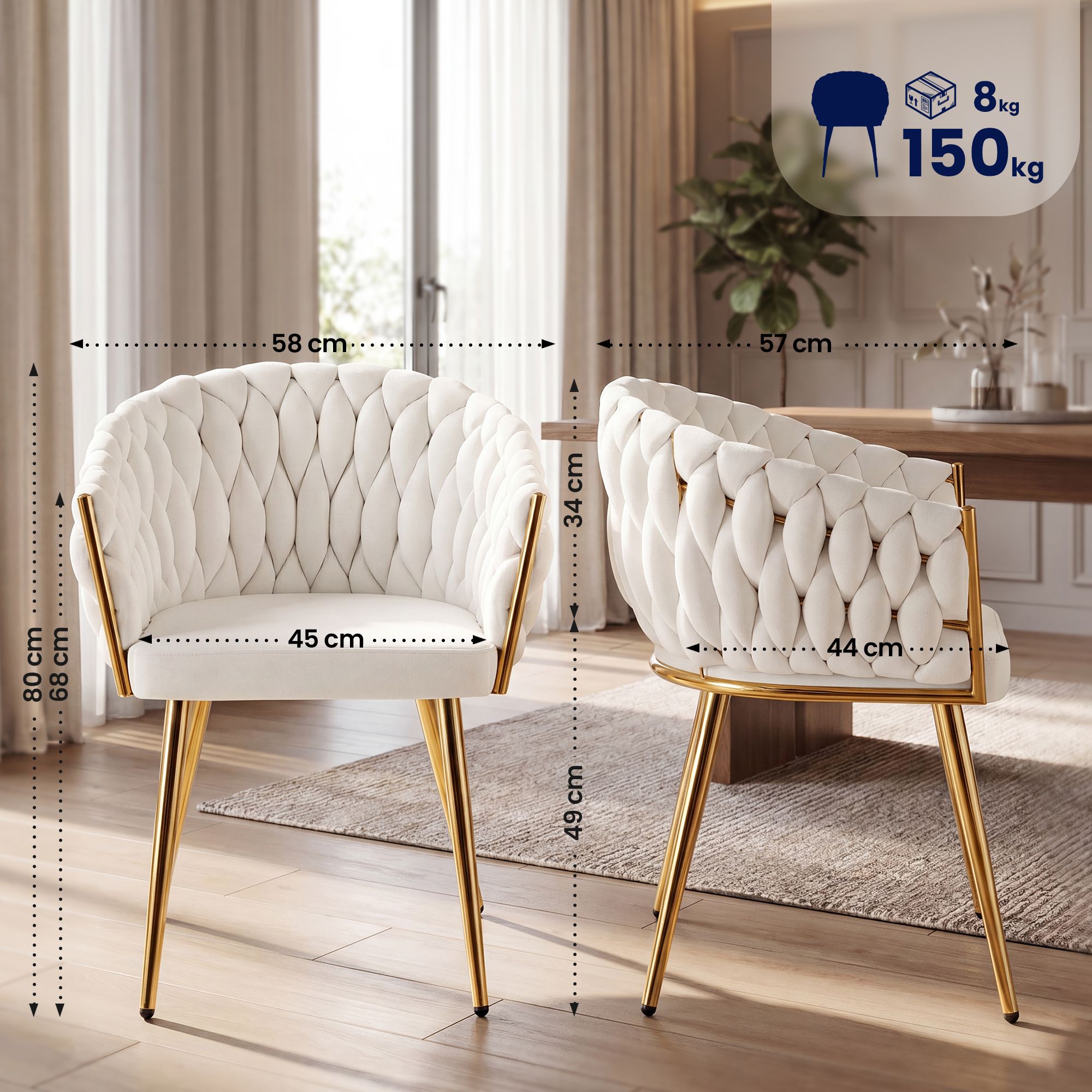 Esszimmerstuhl Molise Samt Gold creme Samt