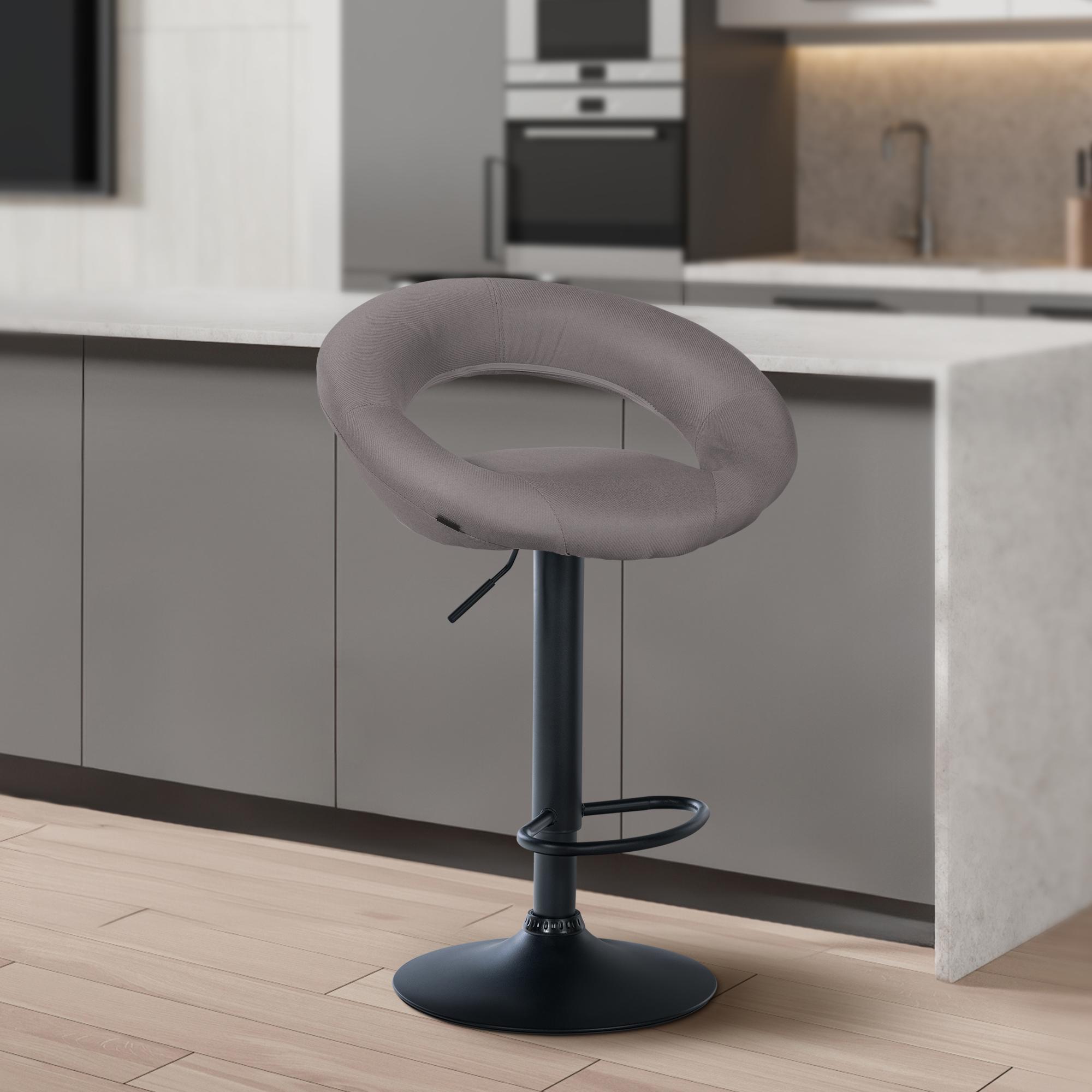 Barhocker Olinda Stoff grau schwarz