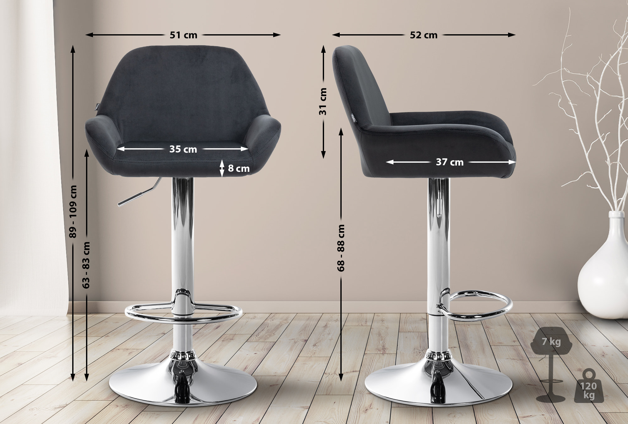 Barhocker Braga Samt