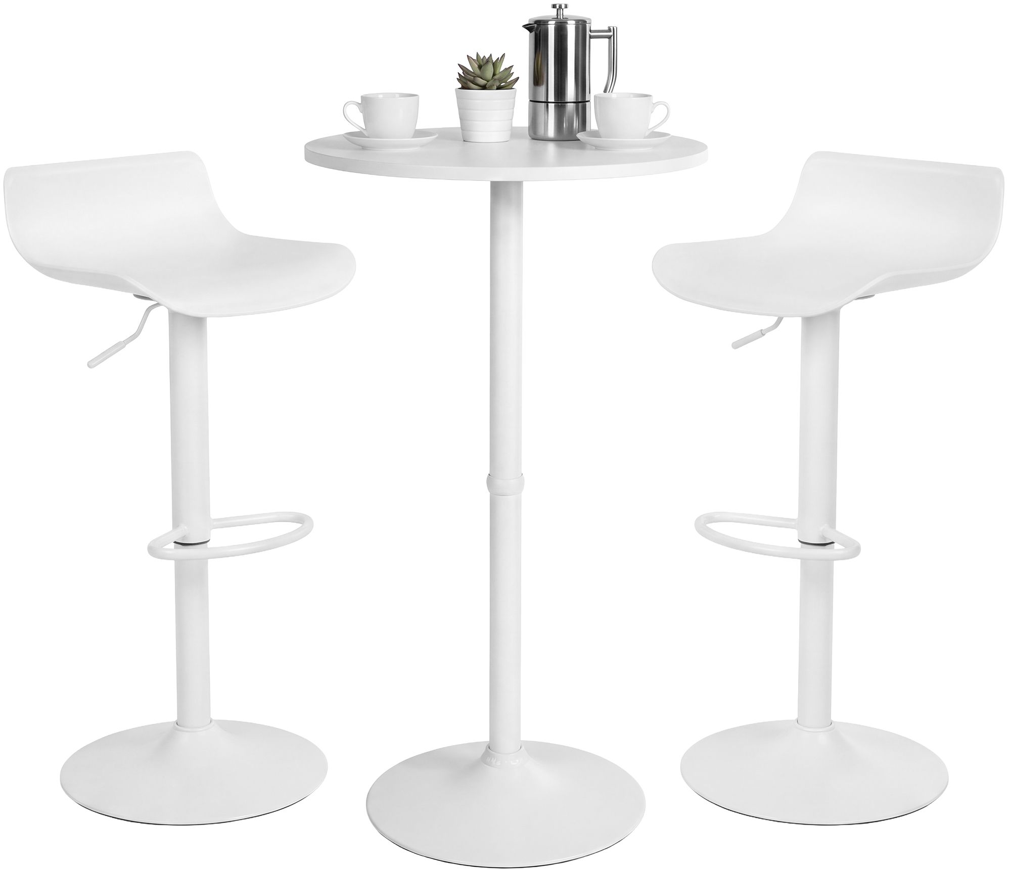Bartisch-Set Navo mit zwei Barhockern weiß