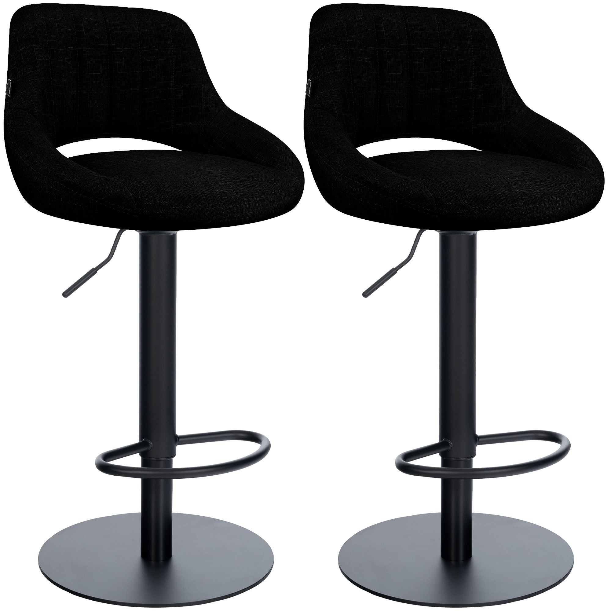2er Set Barhocker Milet Schwarz mit extra schweren Standfüßen schwarz Stoff