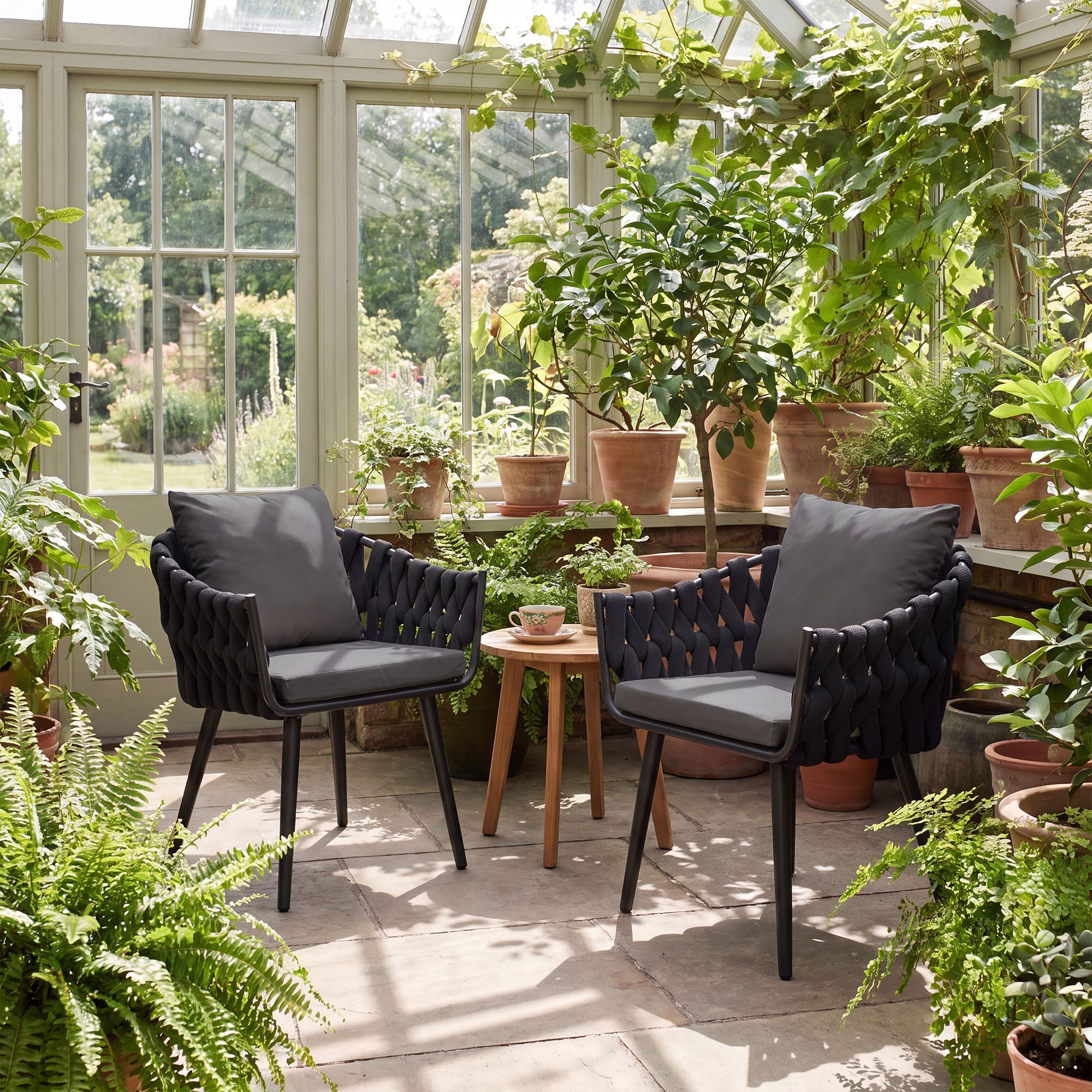Gartensessel Naxos Anthrazit mit Sitzkissen anthrazit