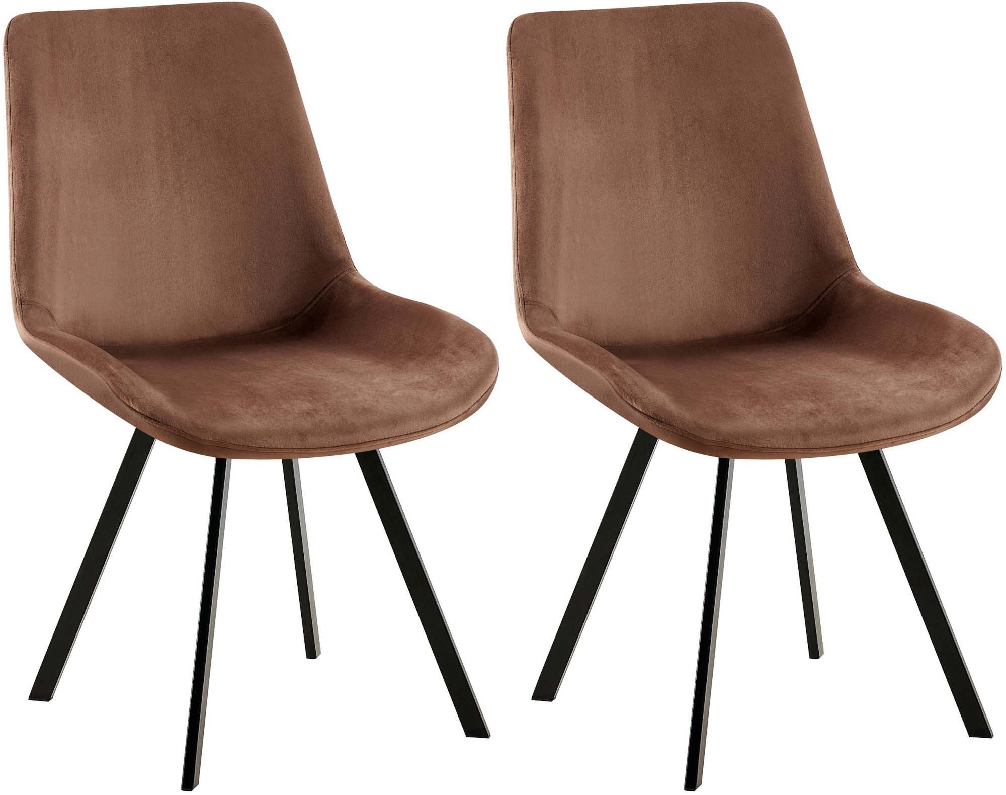 2er Set Esszimmerstuhl Lewes Samt braun