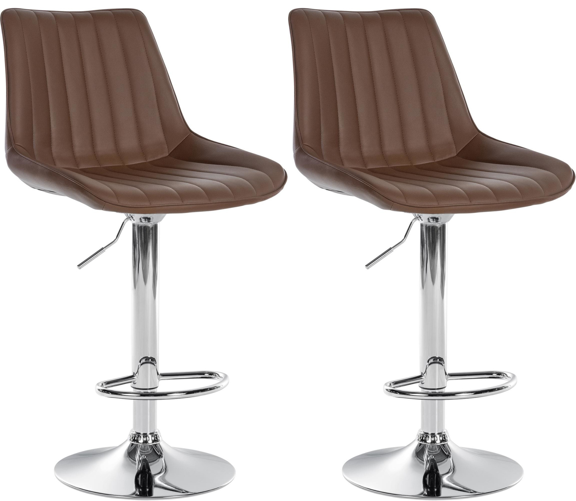 2er Set Barhocker Toni Kunstleder Metall in Chromoptik braun