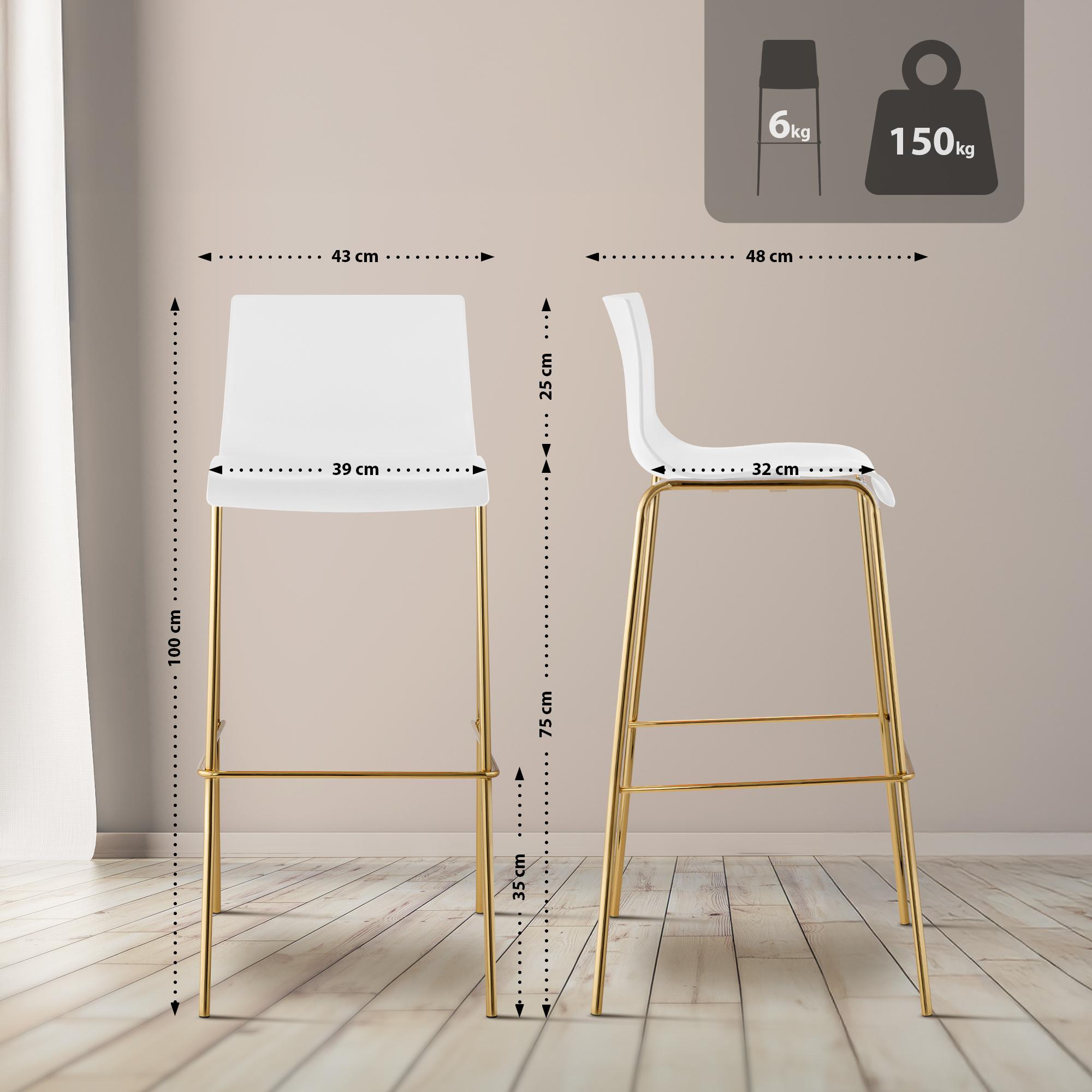 Barhocker Hover Kunststoff Vierfußgestell Gold
