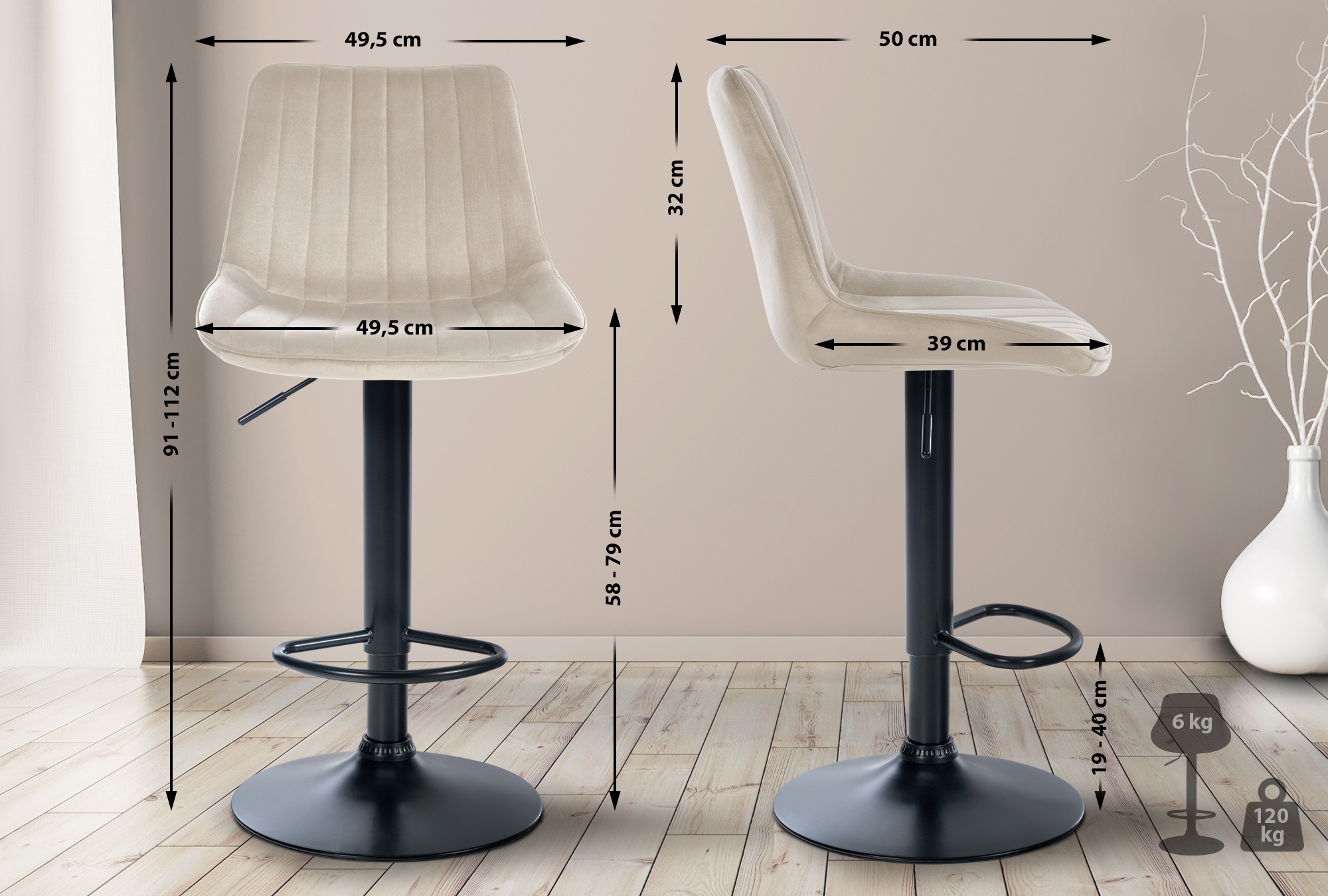 Barhocker Toni Samt