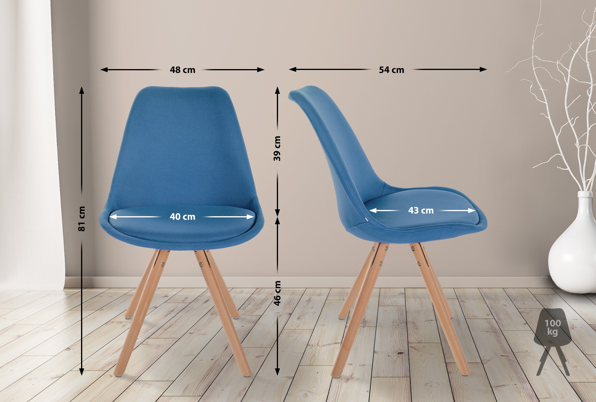 Stuhl Sofia Stoff blau natura (rund)