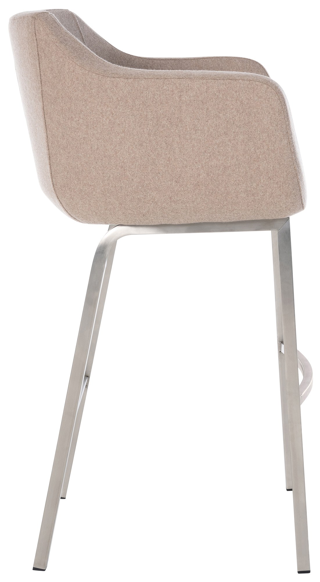 Barhocker Monea Filz mit Vierfußgestell taupe edelstahl