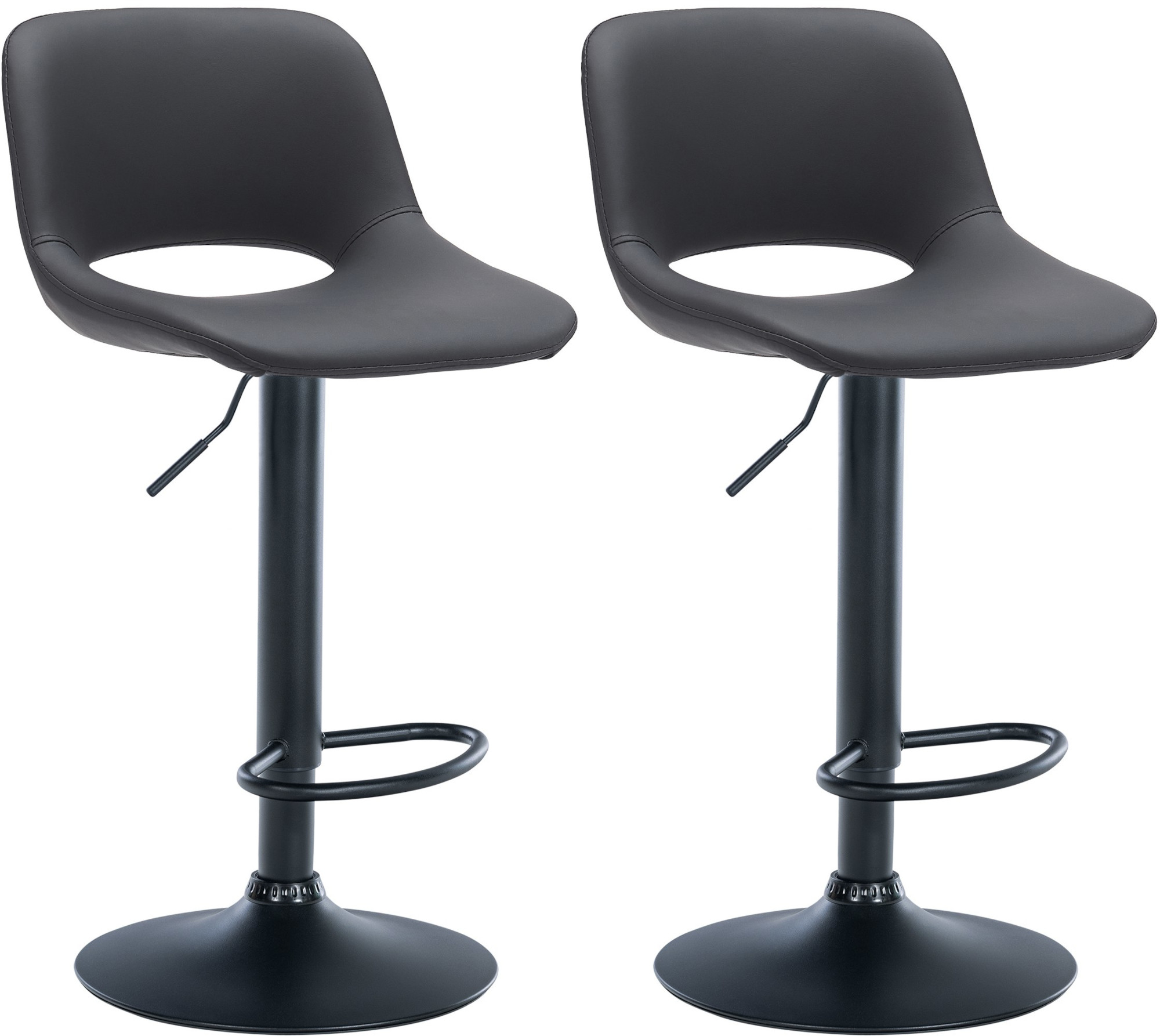 2er Set Barhocker Camden Kunstleder Metall matt schwarz schwarz