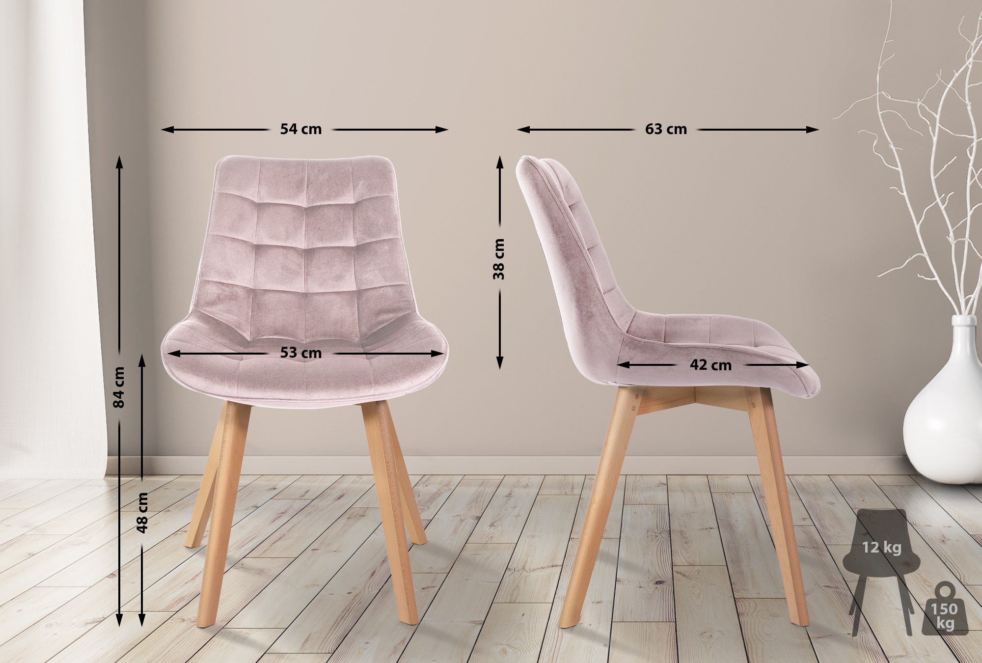 2er Set Stühle Brook Samt