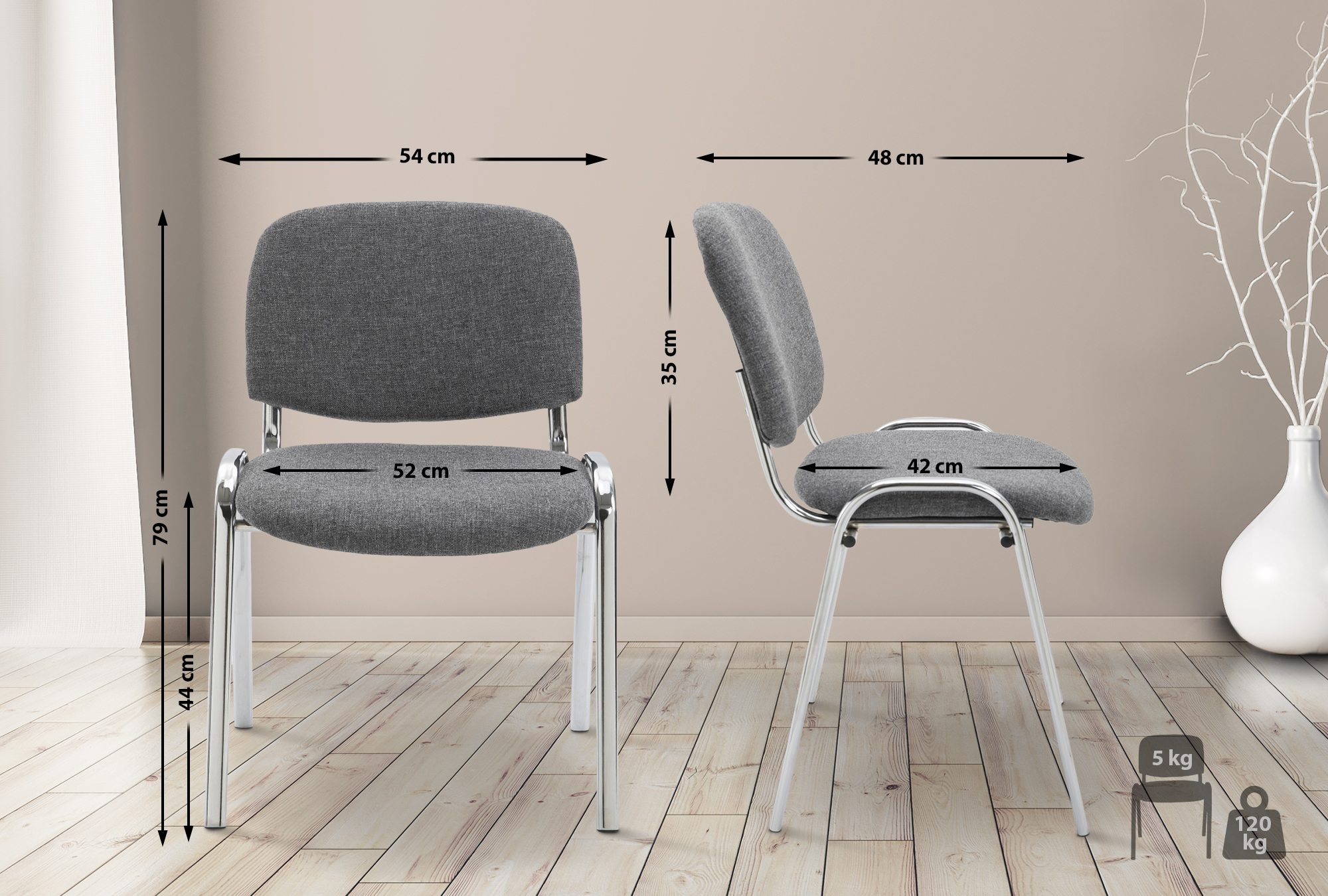 Besucherstuhl Ken Chrom Stoff
