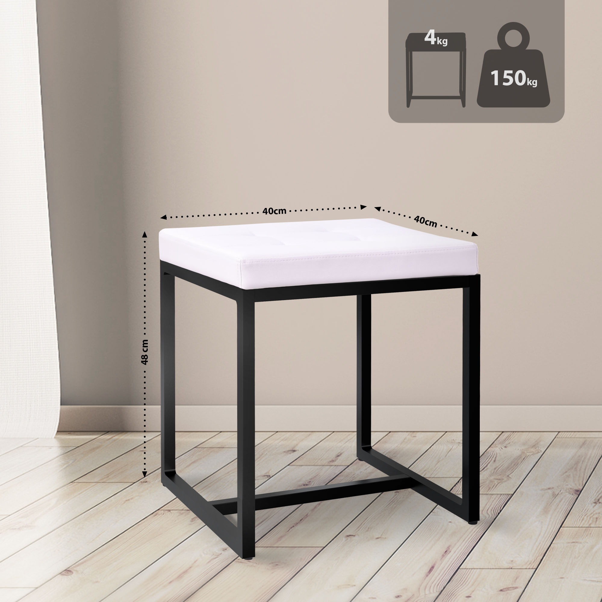 Sitzhocker Barci mit schwarzem Gestell