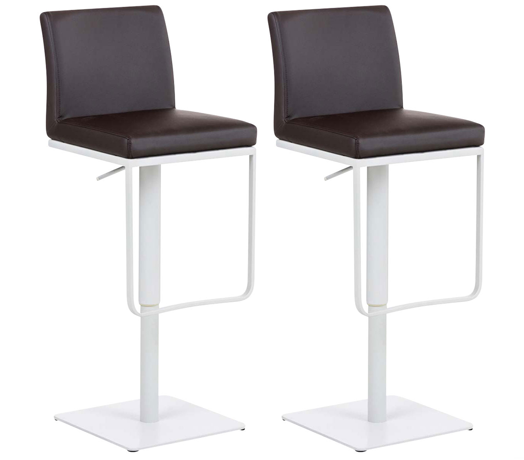 2er Set Barhocker Panama Kunstlederbezug braun weiß