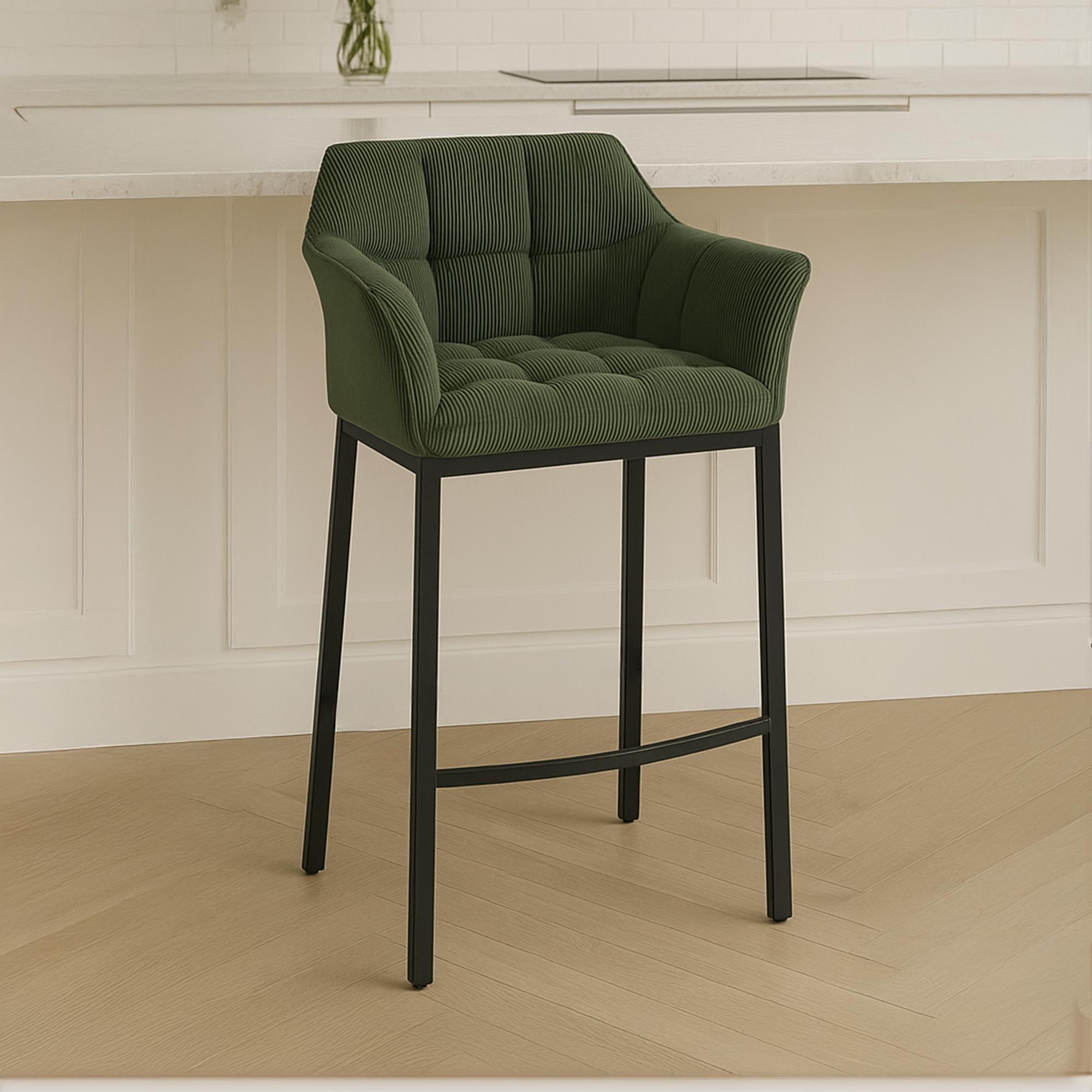 Barhocker Damaso Cord mit Vierfußgestell