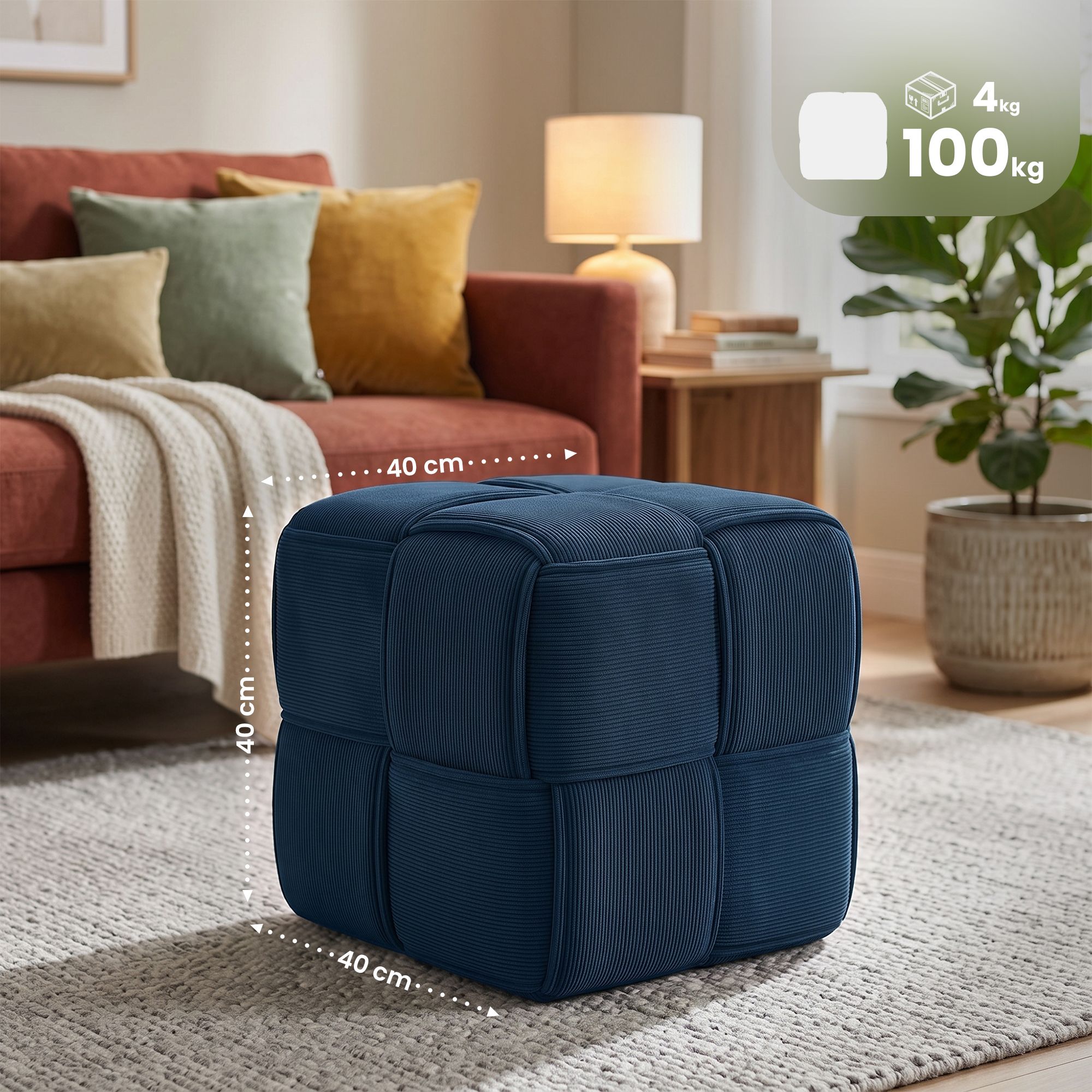 Sitzhocker Cord Forinta blau
