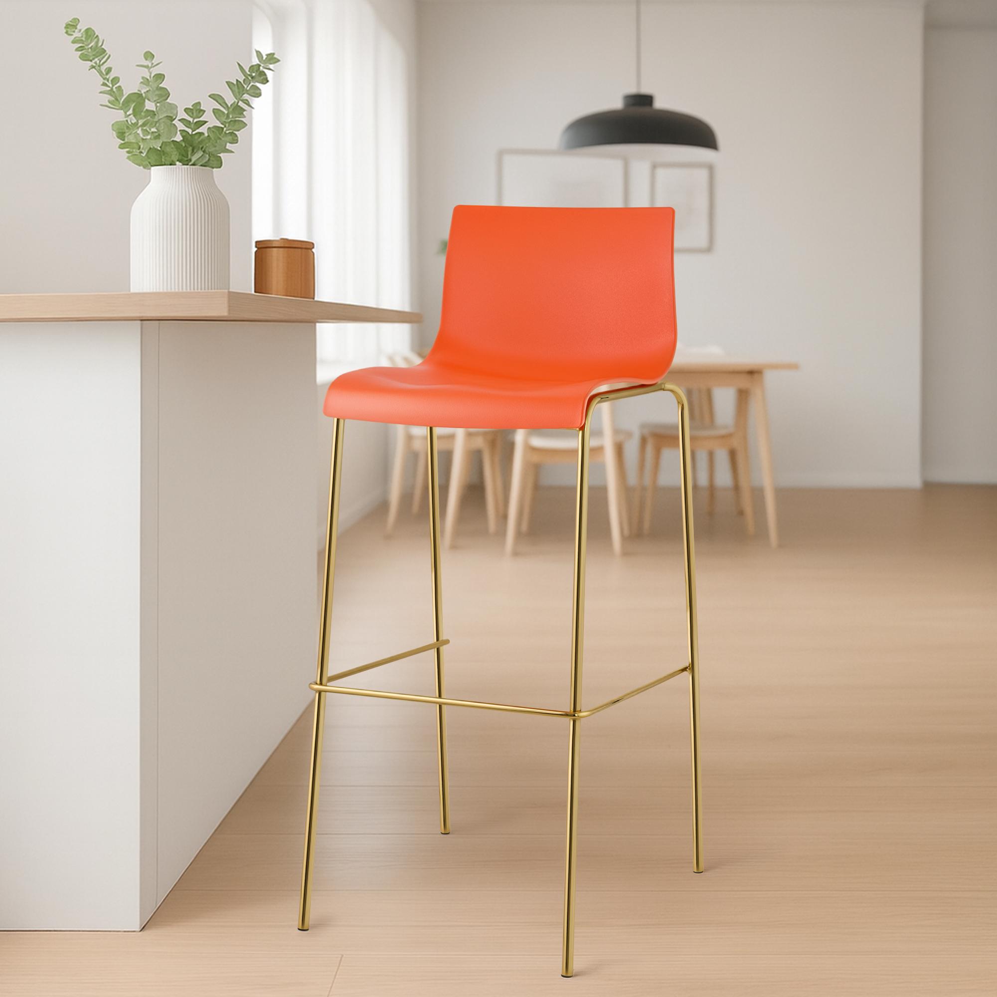 2er Set Barhocker Hover Kunststoff Vierfußgestell Gold