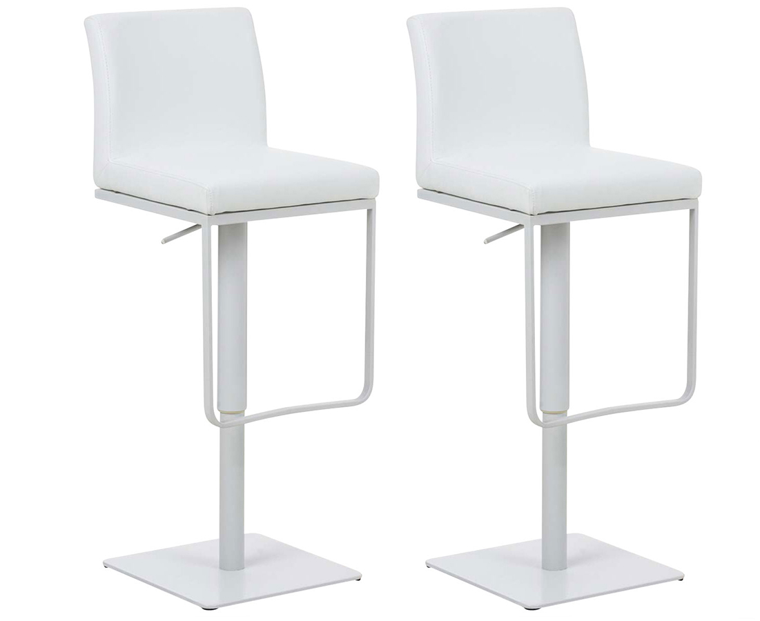2er Set Barhocker Panama Kunstlederbezug weiß weiß