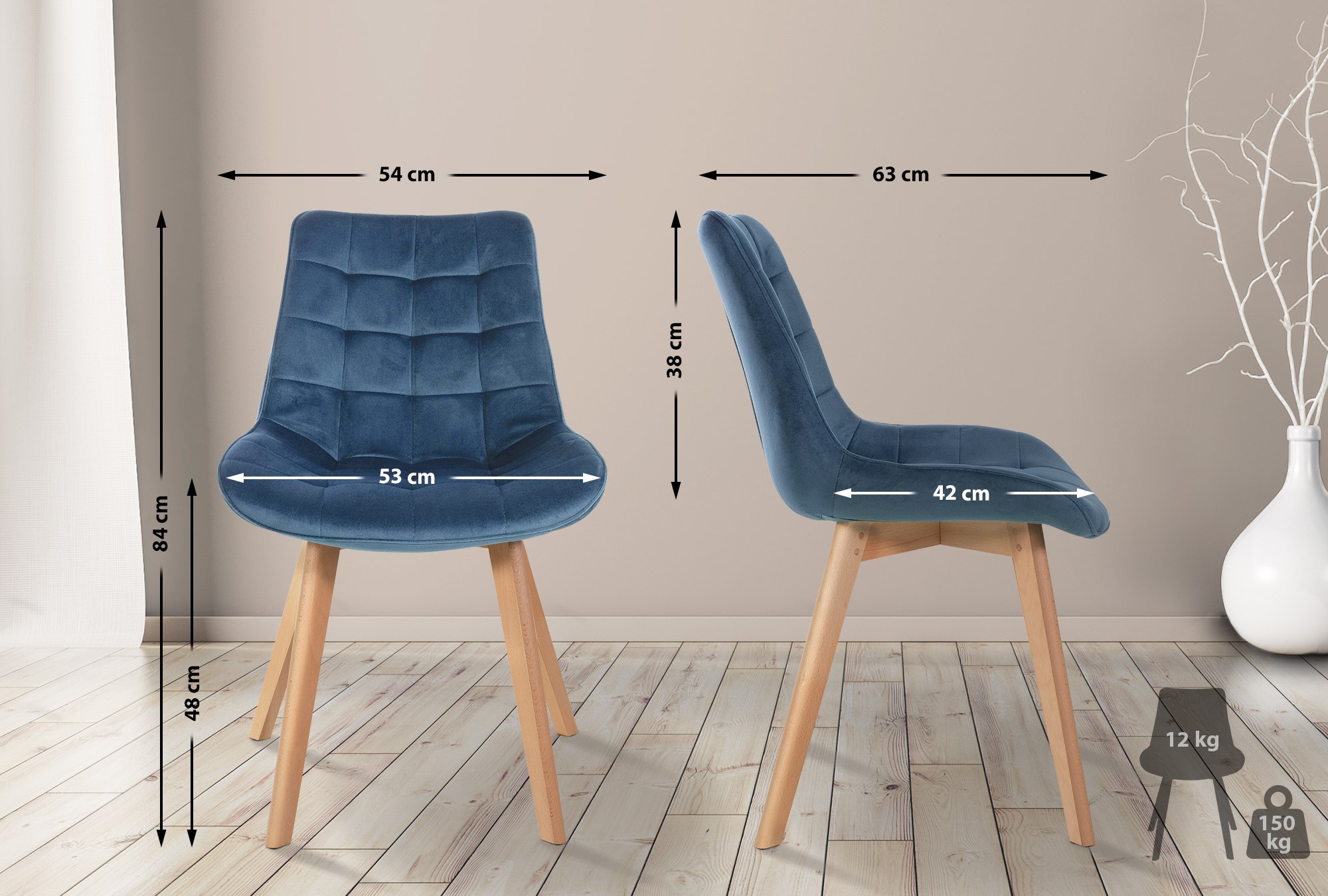 2er Set Stühle Brook Samt