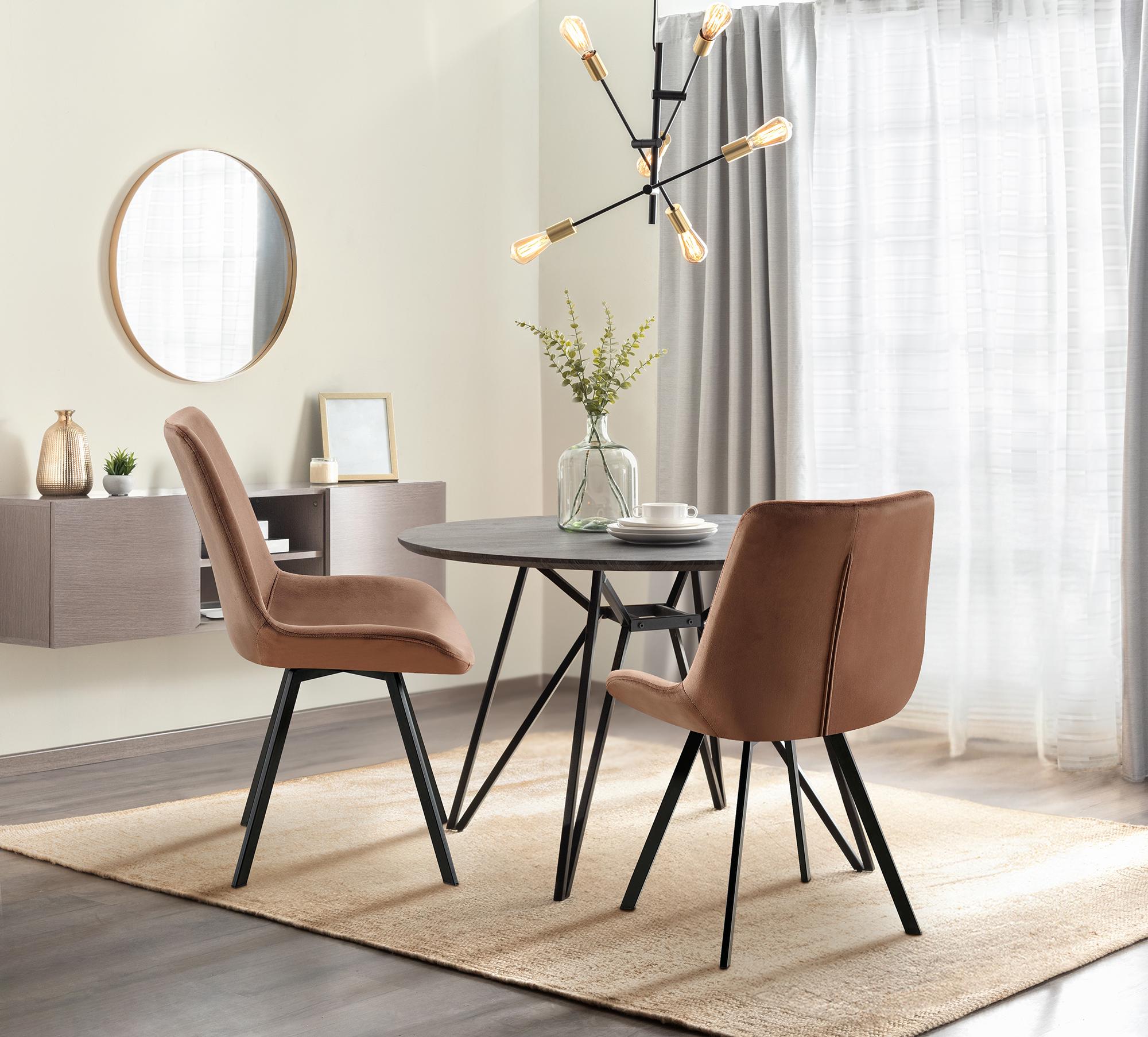 2er Set Esszimmerstuhl Lewes Samt braun