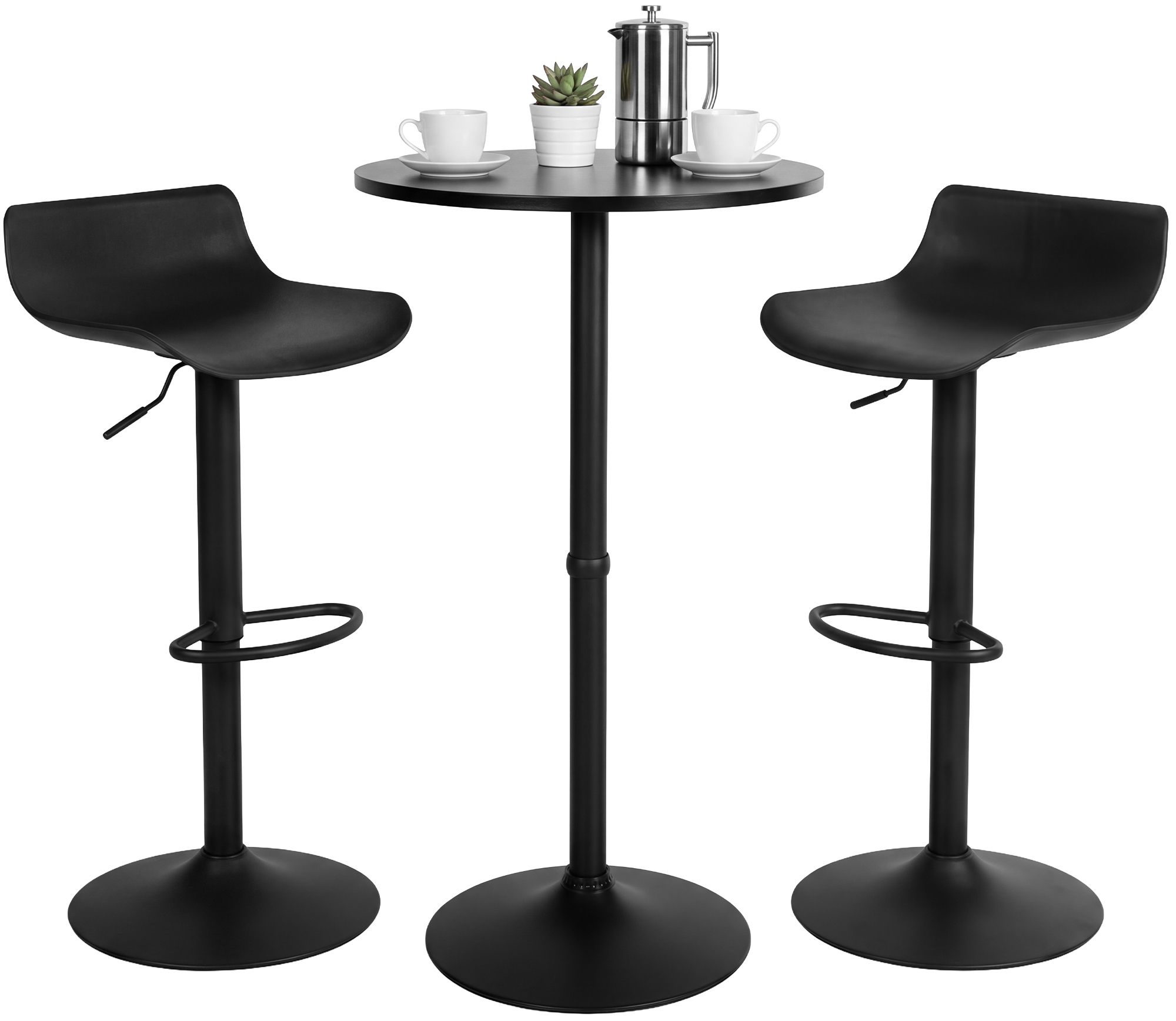 Bartisch-Set Navo mit zwei Barhockern schwarz