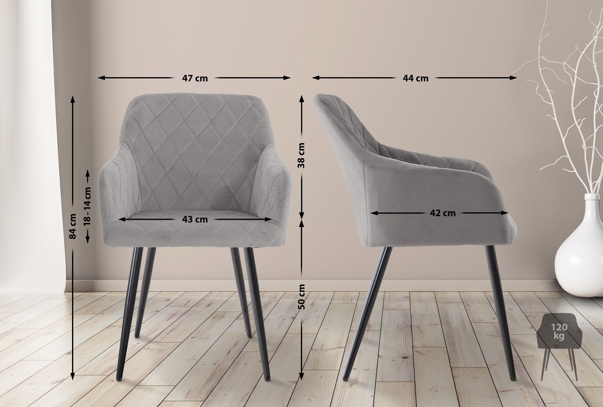 2er Set Esszimmerstuhl Shila