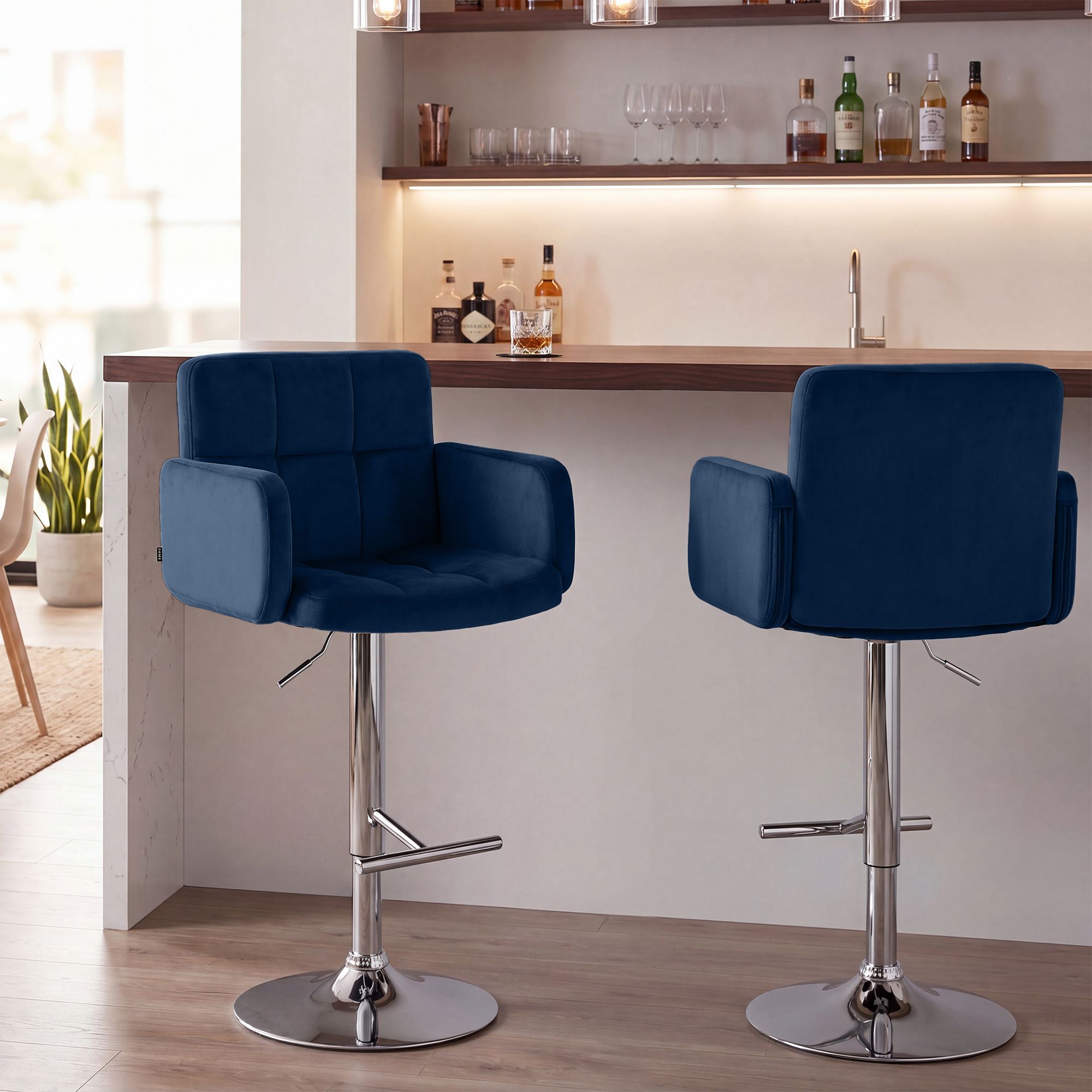 2er Set Barhocker Los Angeles Samt