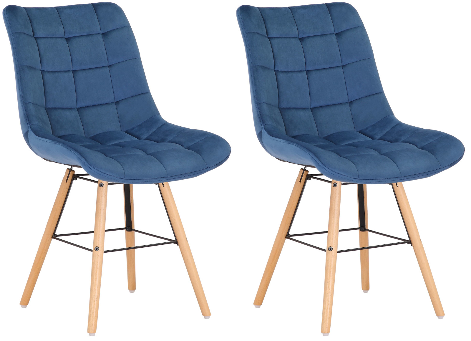 2er Set Esszimmerstühle Leni Samt blau