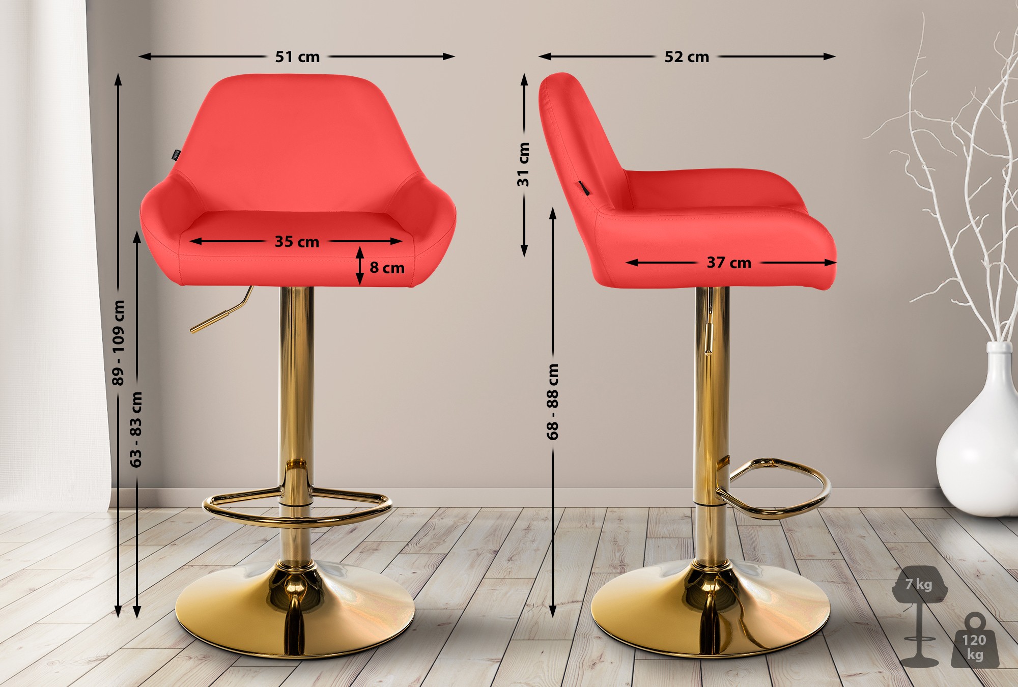 Barhocker Braga Gold Kunstleder