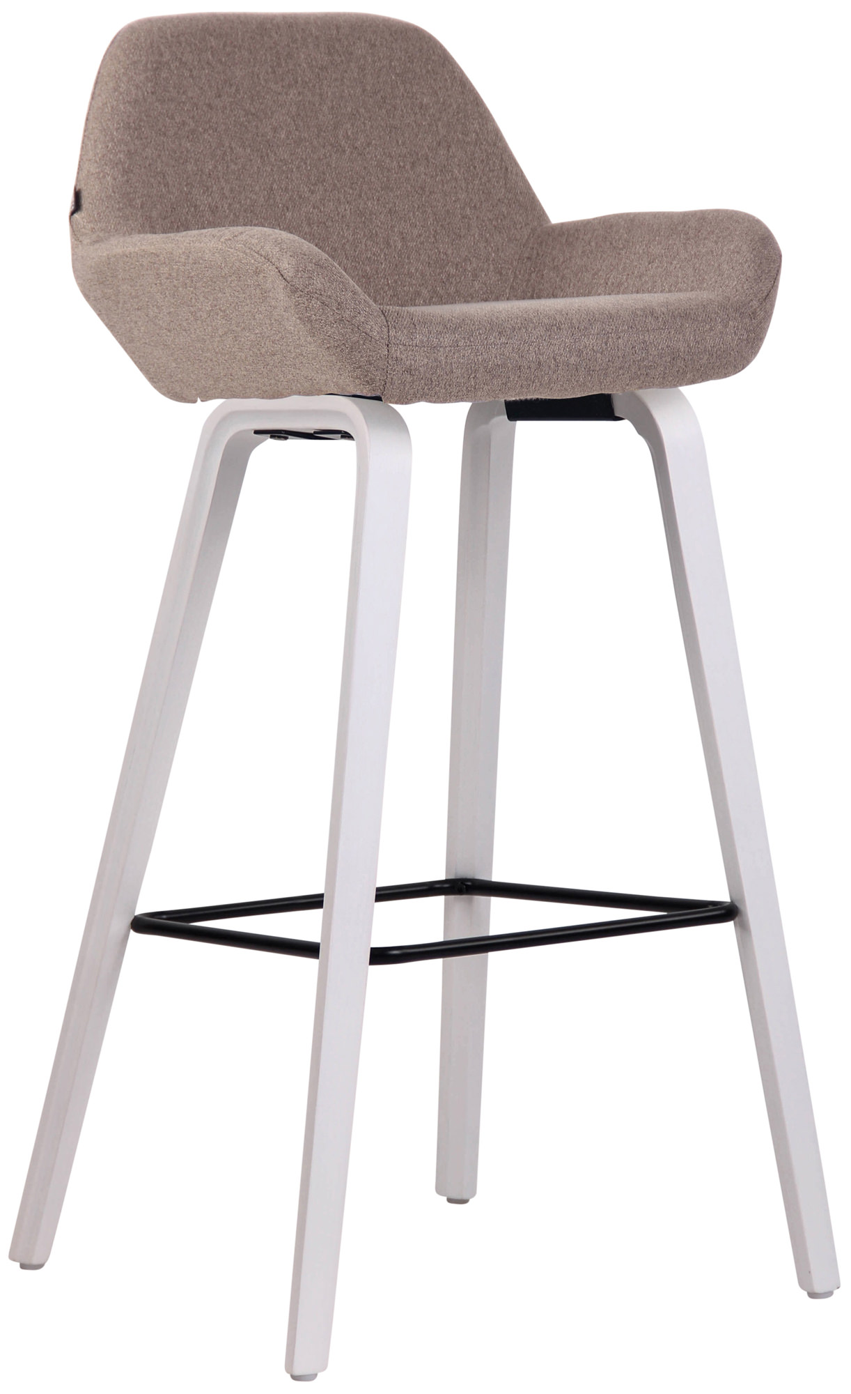Barhocker Newnan Stoff 4-Fuß Gestell taupe weiß (eiche)