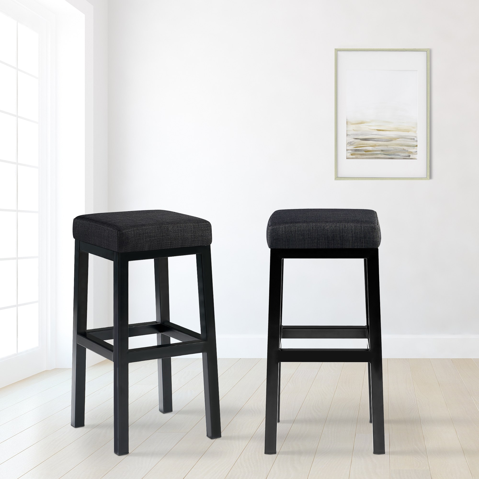 Barhocker Taylor Stoffbezug Sitzhöhe 78 cm Metallgestell schwarz
