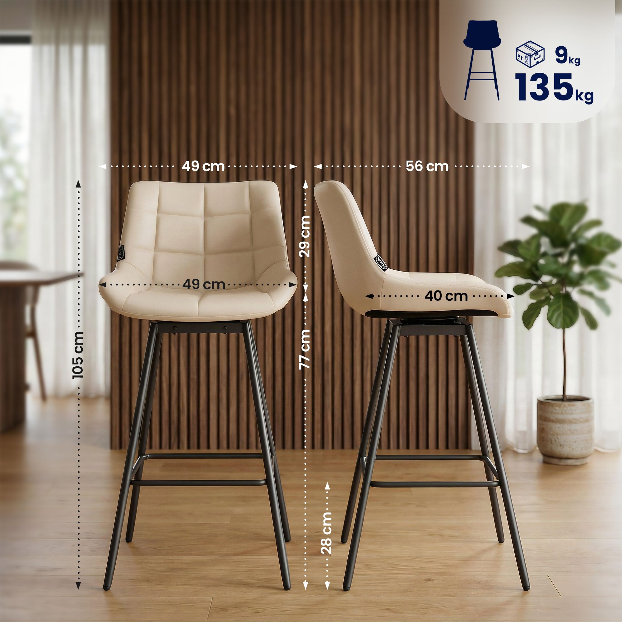 4er Set Barhocker Weston schwenkbar