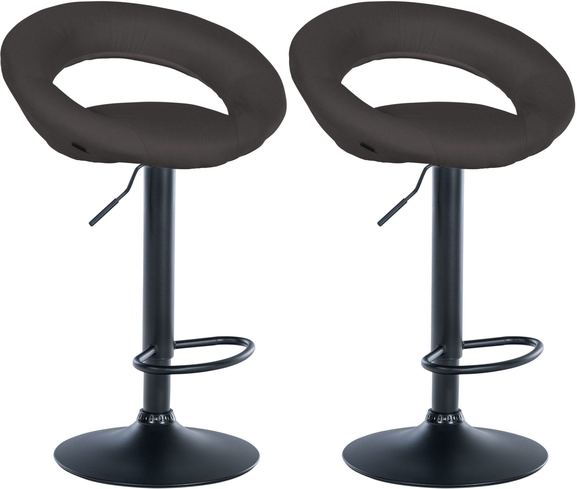 2er Set Barhocker Olinda Stoff dunkelgrau schwarz