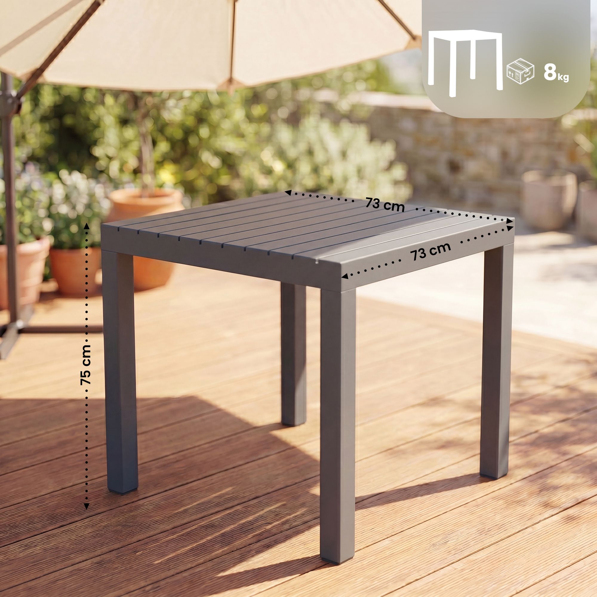 Gartentisch Kato 73 x 73 cm anthrazit