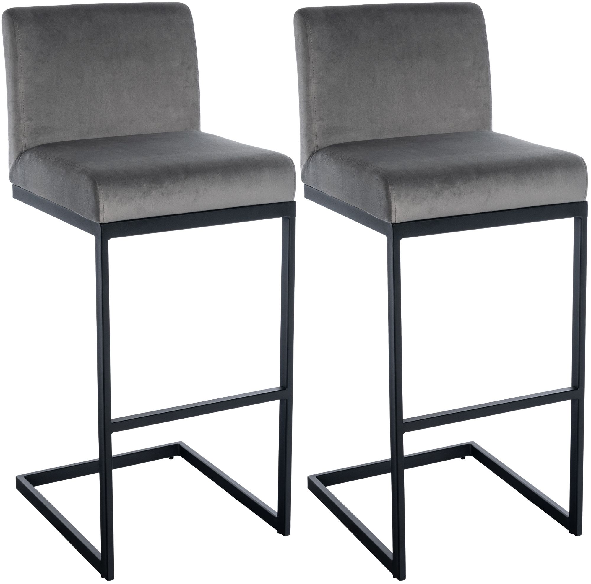 2er Set Barhocker Hopewell Samt grau