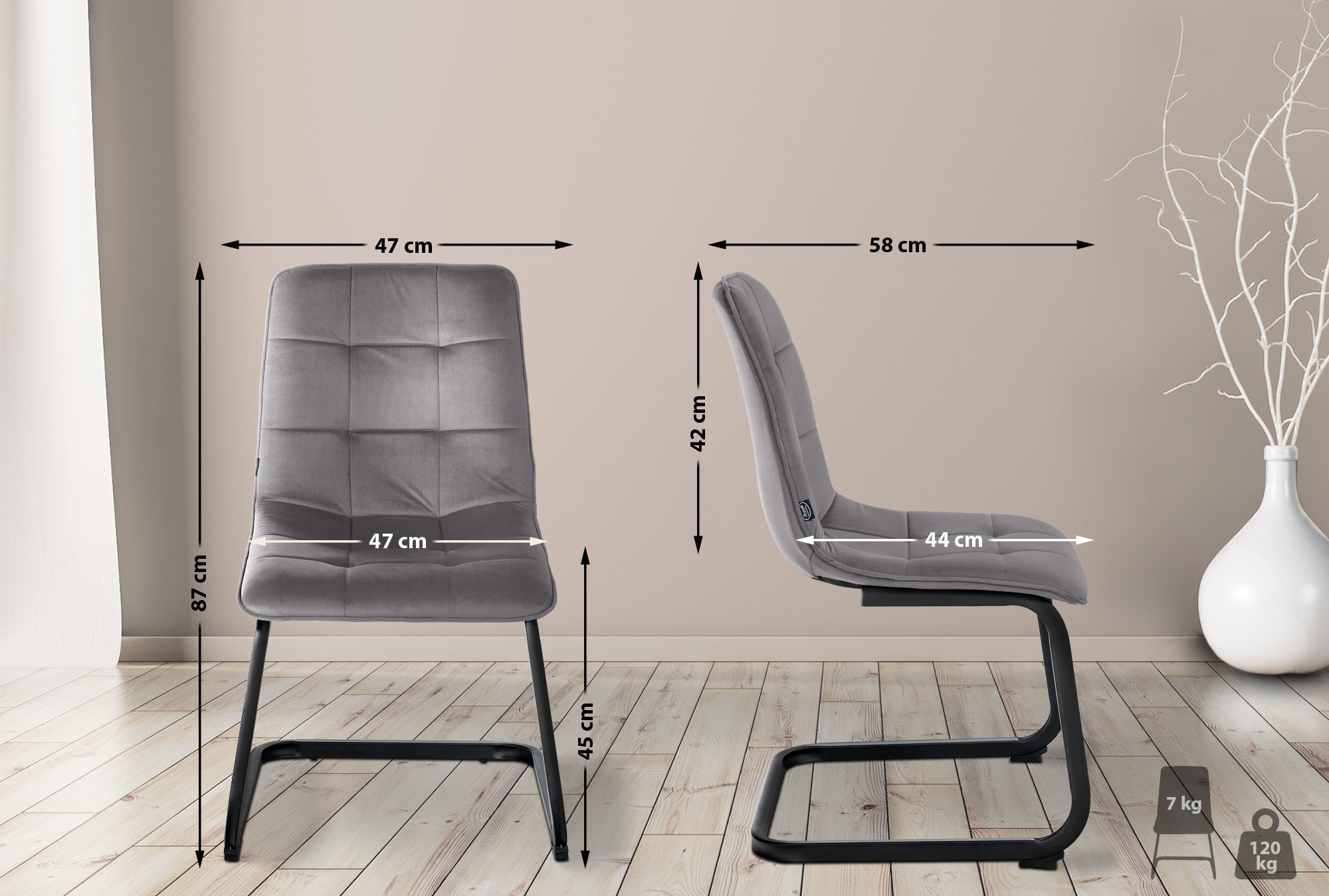 2er Set Esszimmerstuhl Vermont Samt