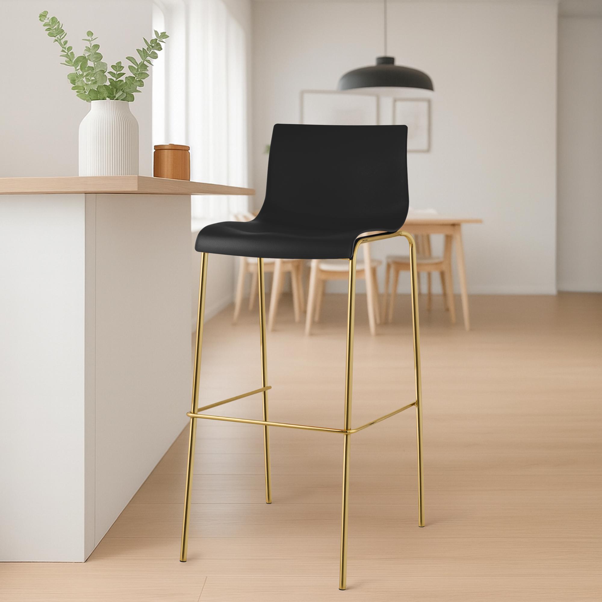 Barhocker Hover Kunststoff Vierfußgestell Gold