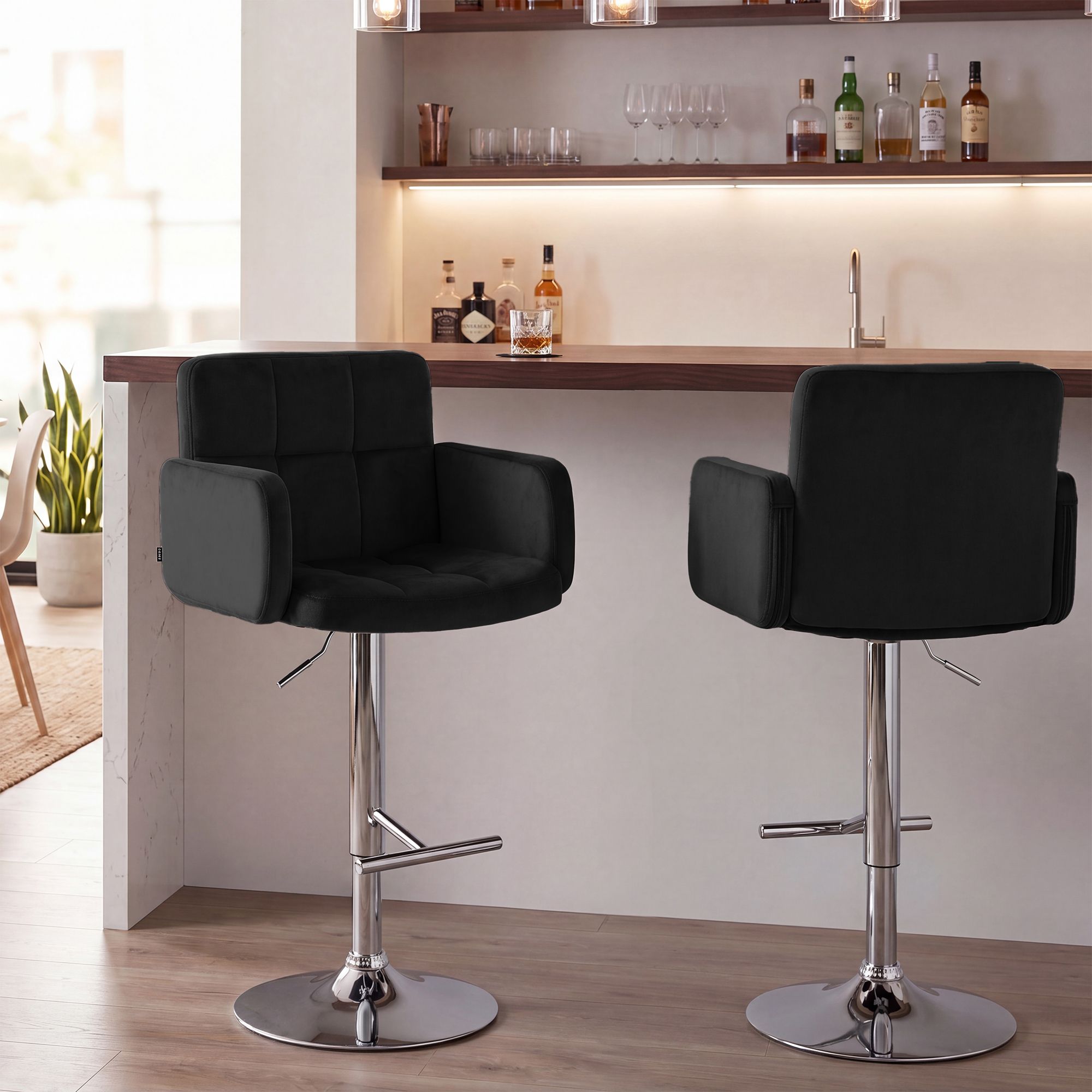 2er Set Barhocker Los Angeles Samt
