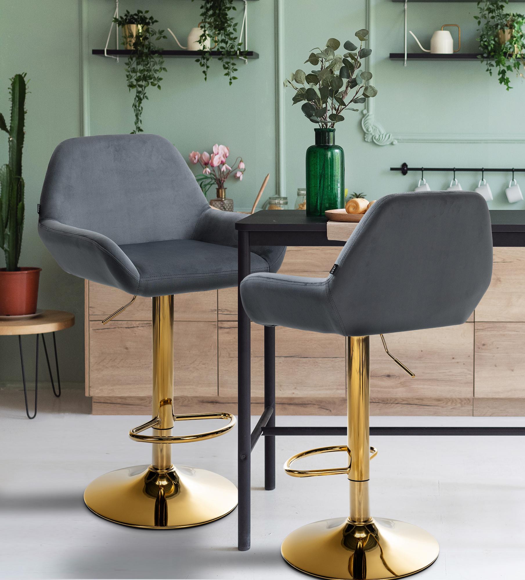 2er Set Barhocker Braga Gold Samt