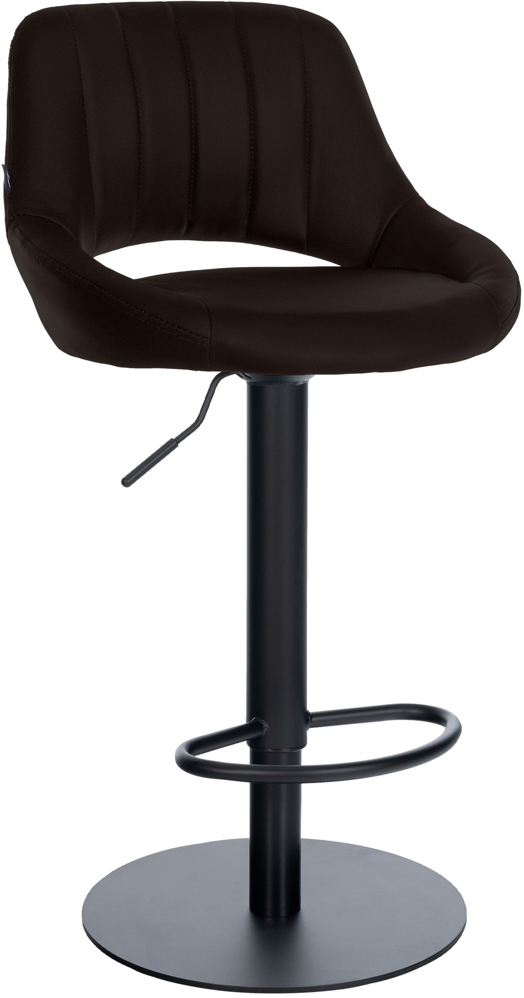 Barhocker Milet Schwarz mit extra schwerem Standfuß braun Kunstleder